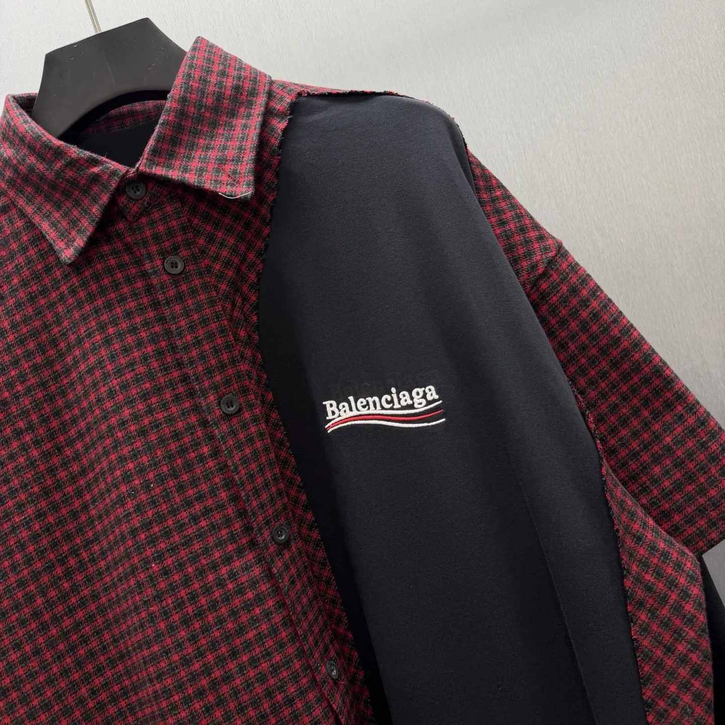 Hybrid Checked Flannel and Jersey T-Shirt D35014165 — view 3