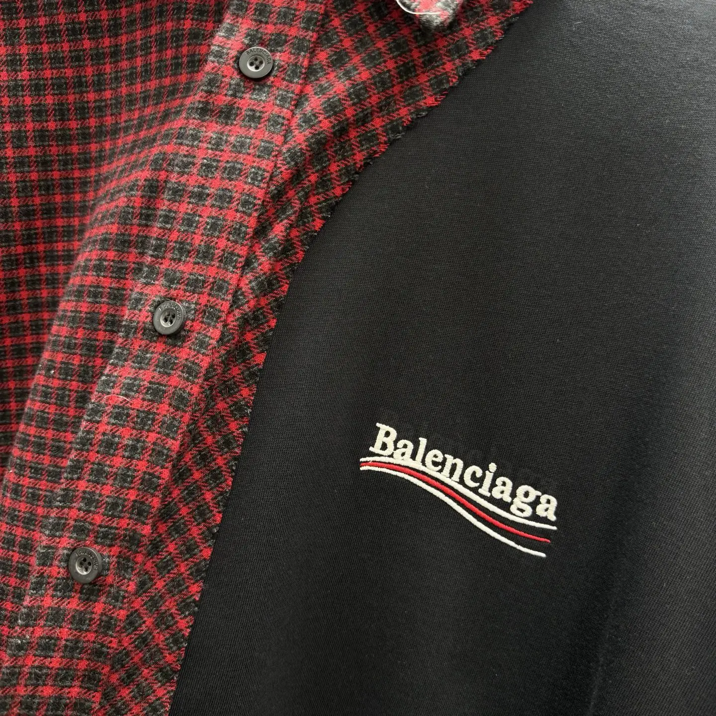 Hybrid Checked Flannel and Jersey T-Shirt D35014165 — view 6