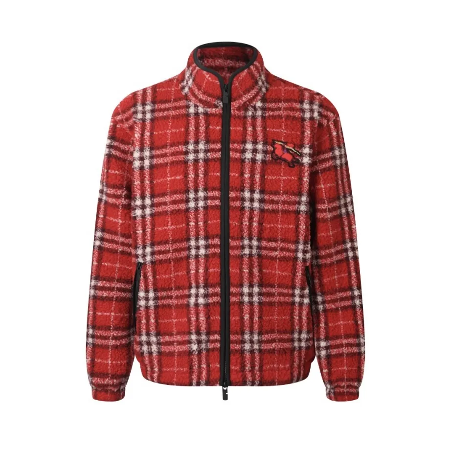 Check Wool-Blend Fleece Zip-Up Jacket D36013767