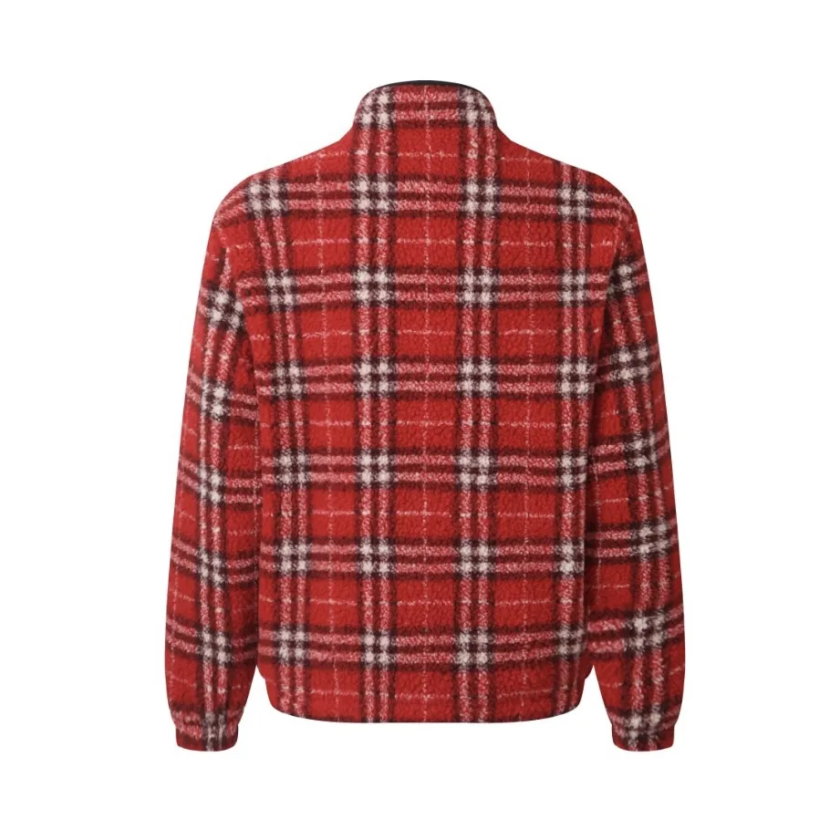 Check Wool-Blend Fleece Zip-Up Jacket D36013767 — view 2