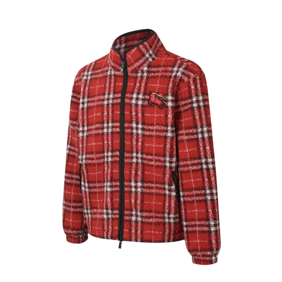 Check Wool-Blend Fleece Zip-Up Jacket D36013767 — view 3