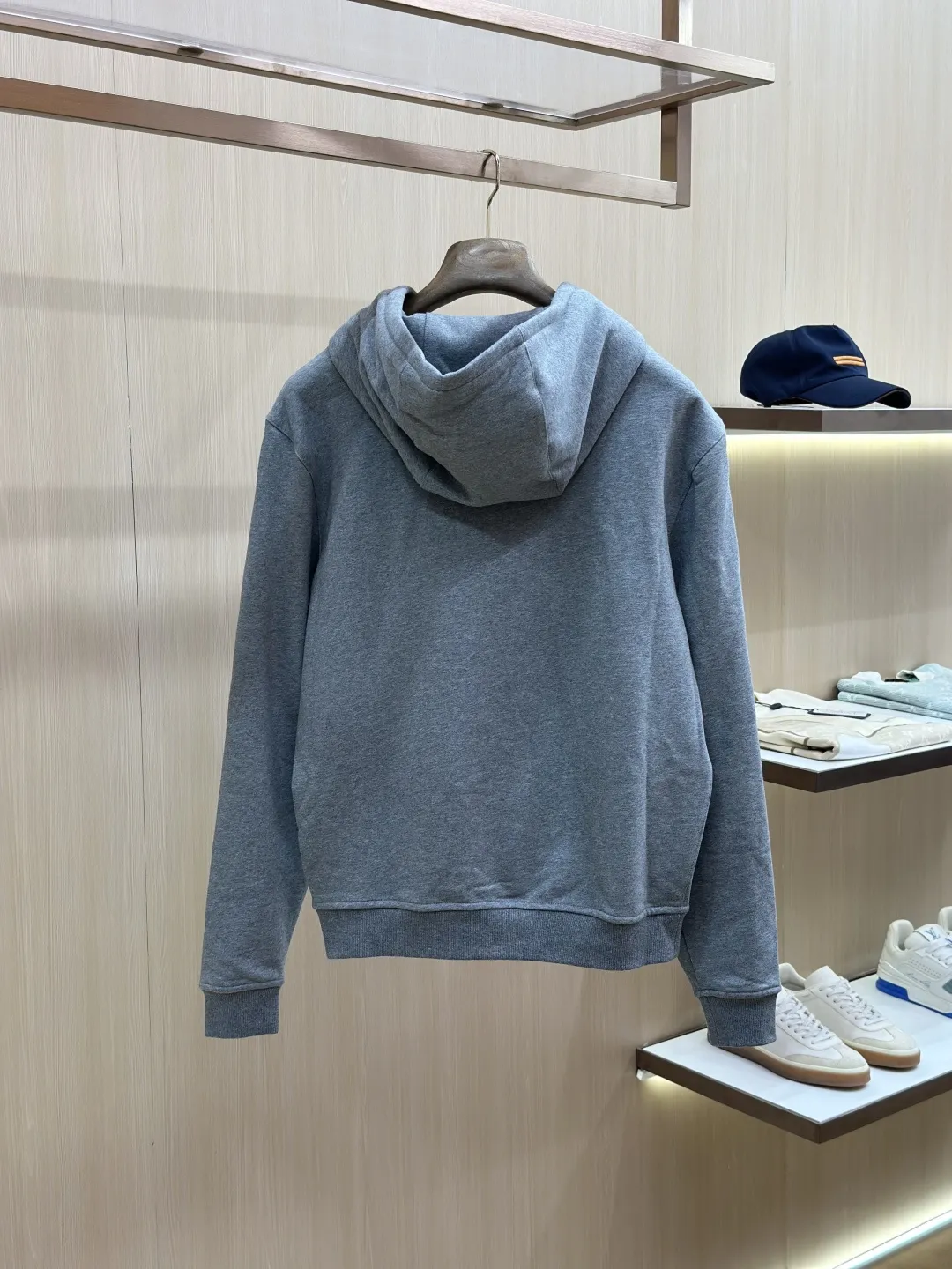 Leather-Trimmed Embroidered Zip-Up Hoodie D36019135 — view 2