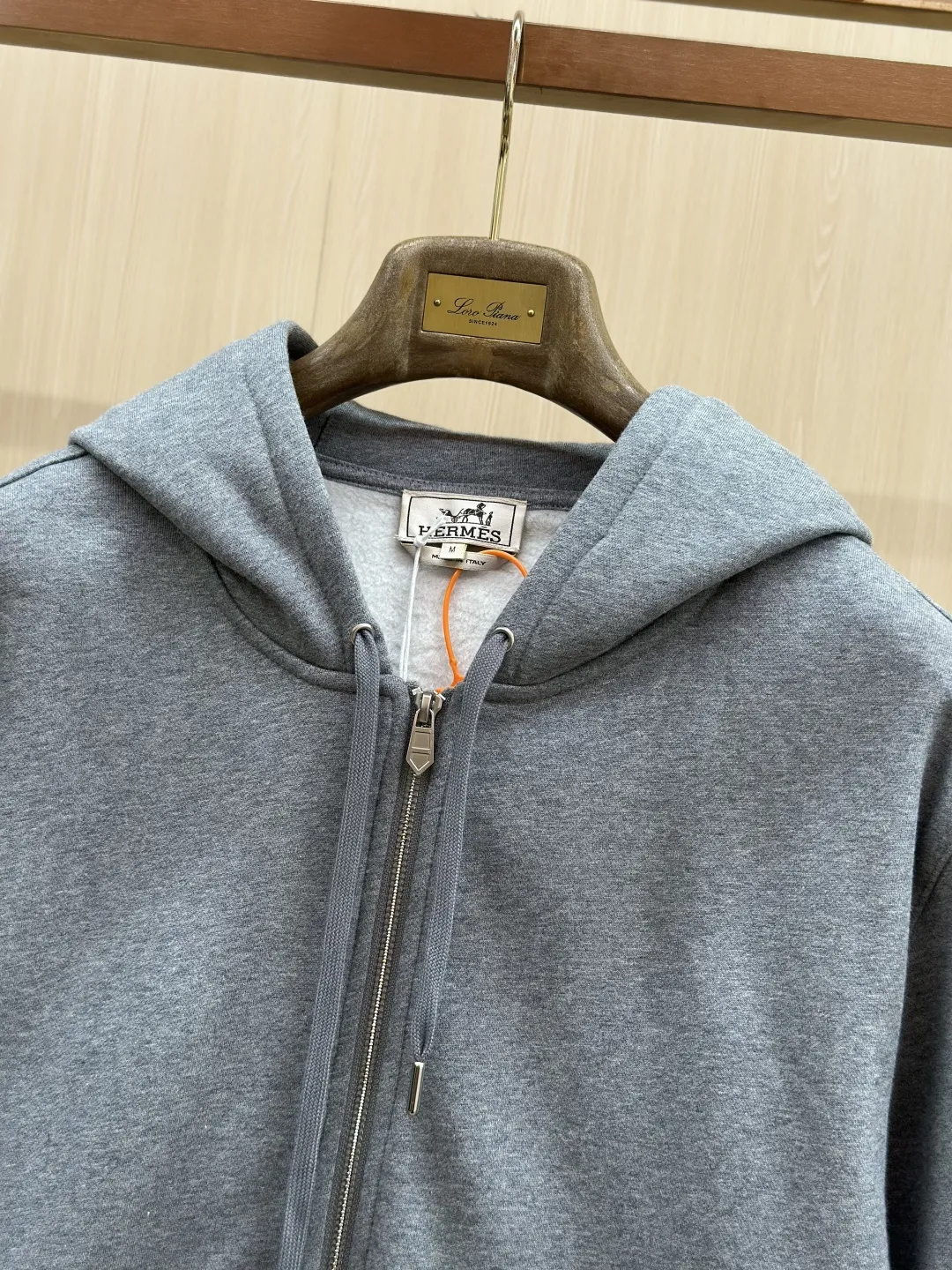 Leather-Trimmed Embroidered Zip-Up Hoodie D36019135 — view 5