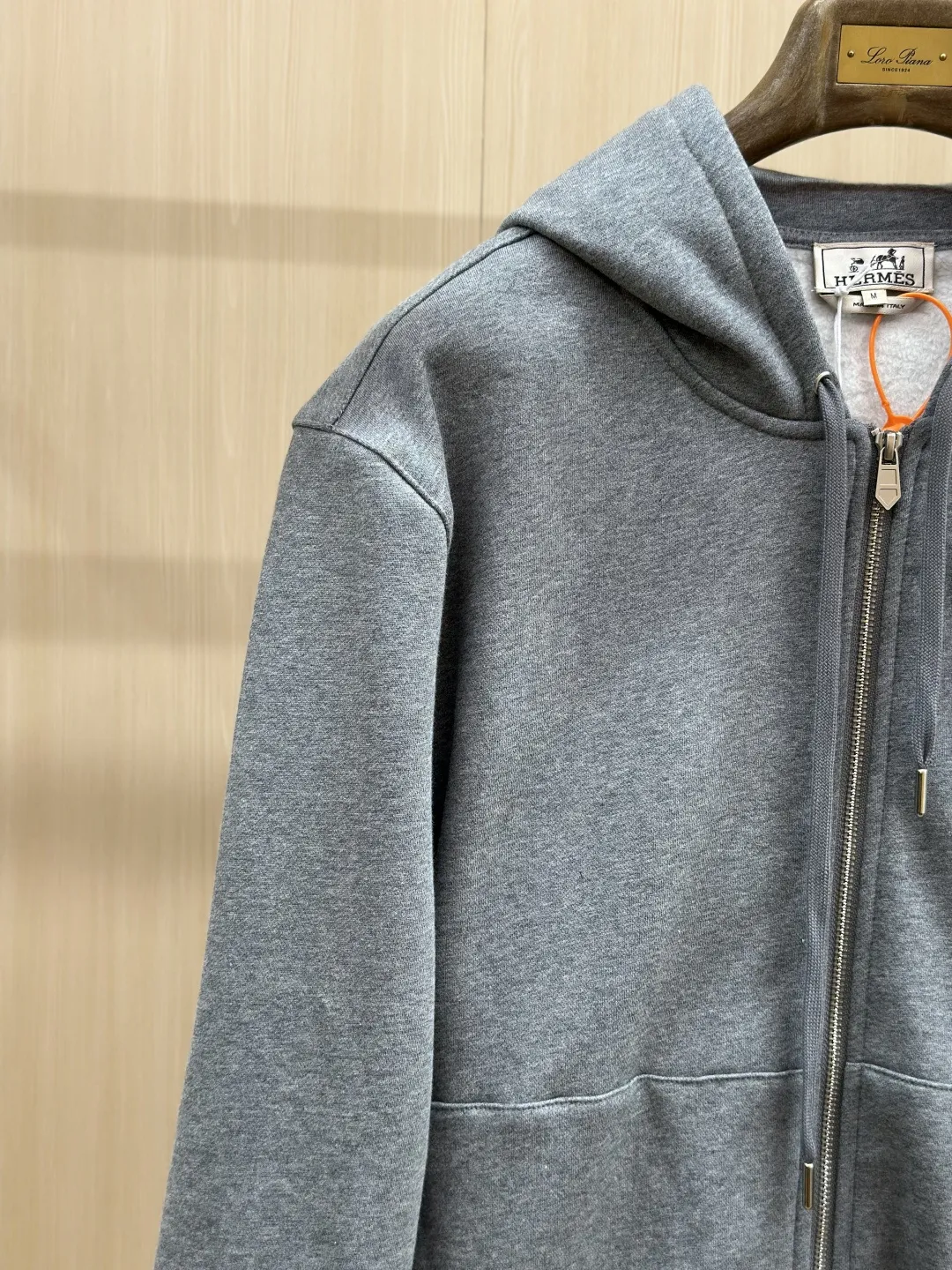 Leather-Trimmed Embroidered Zip-Up Hoodie D36019135 — view 6