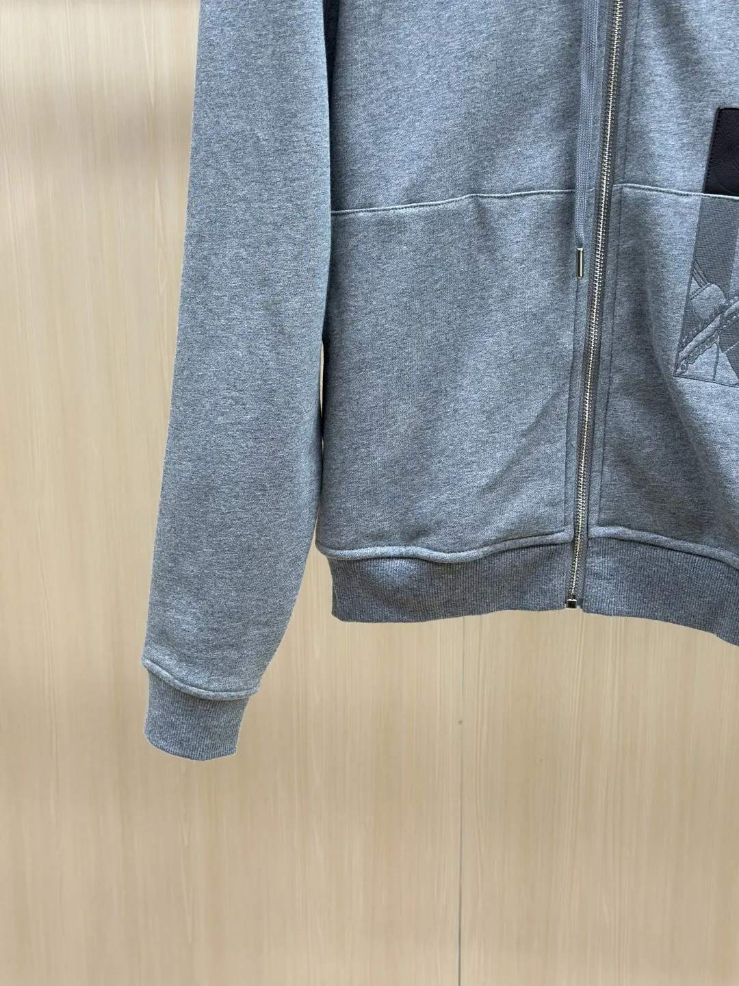 Leather-Trimmed Embroidered Zip-Up Hoodie D36019135 — view 8