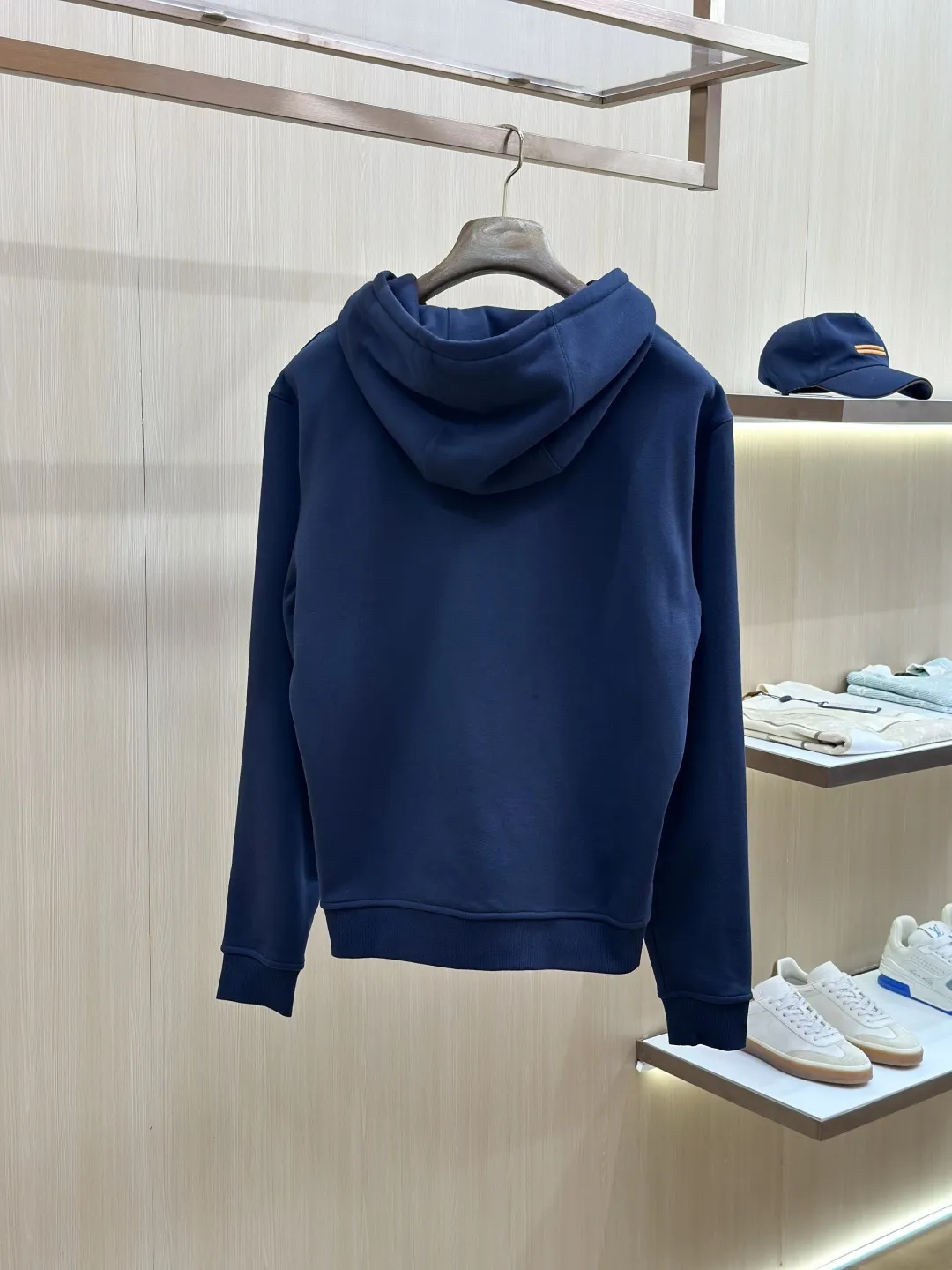 Embroidered Leather-Trim Zip-Up Hoodie D36019136 — view 2