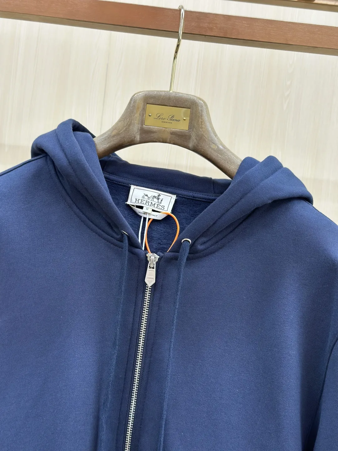Embroidered Leather-Trim Zip-Up Hoodie D36019136 — view 5