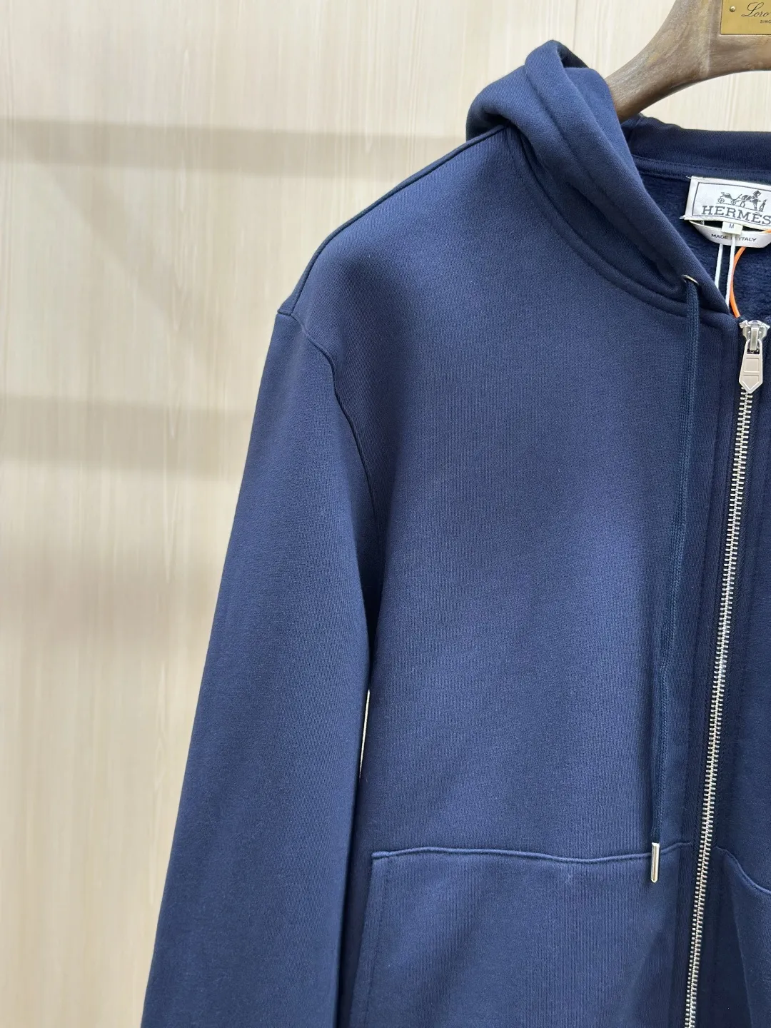 Embroidered Leather-Trim Zip-Up Hoodie D36019136 — view 6