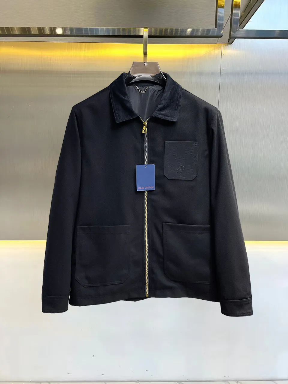 Zip-Up Harrington Jacket with Embossed Pocket D36014671