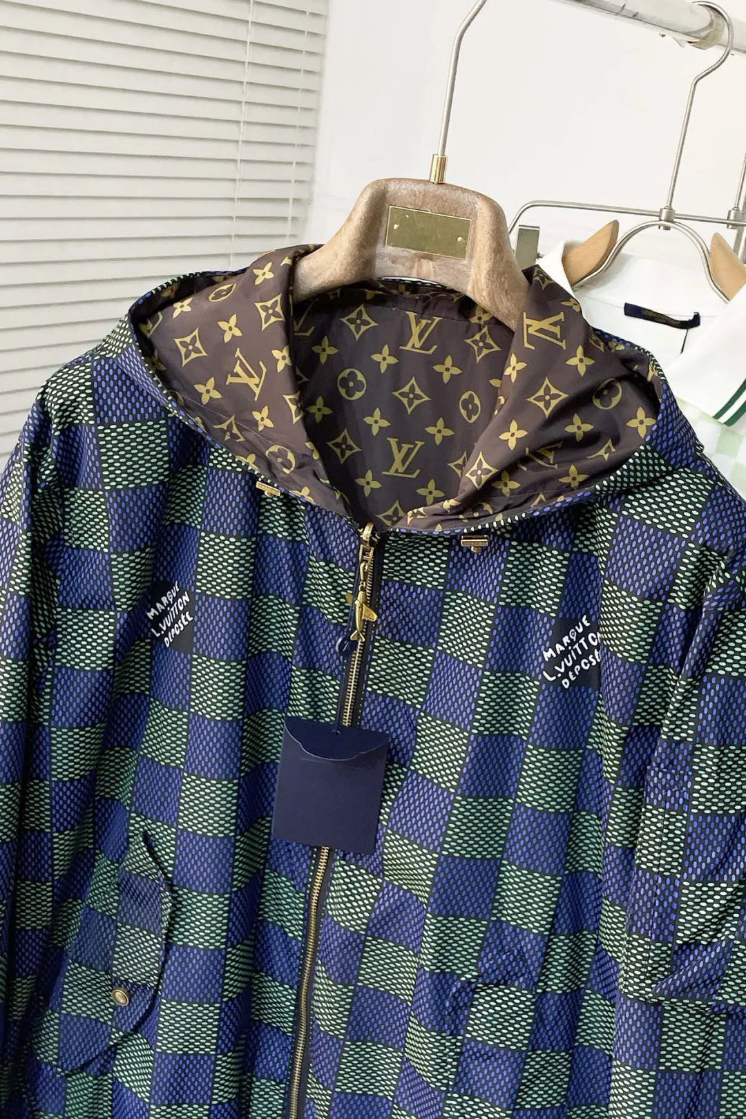 Damier Print Hooded Windbreaker Jacket D36014681 — view 5