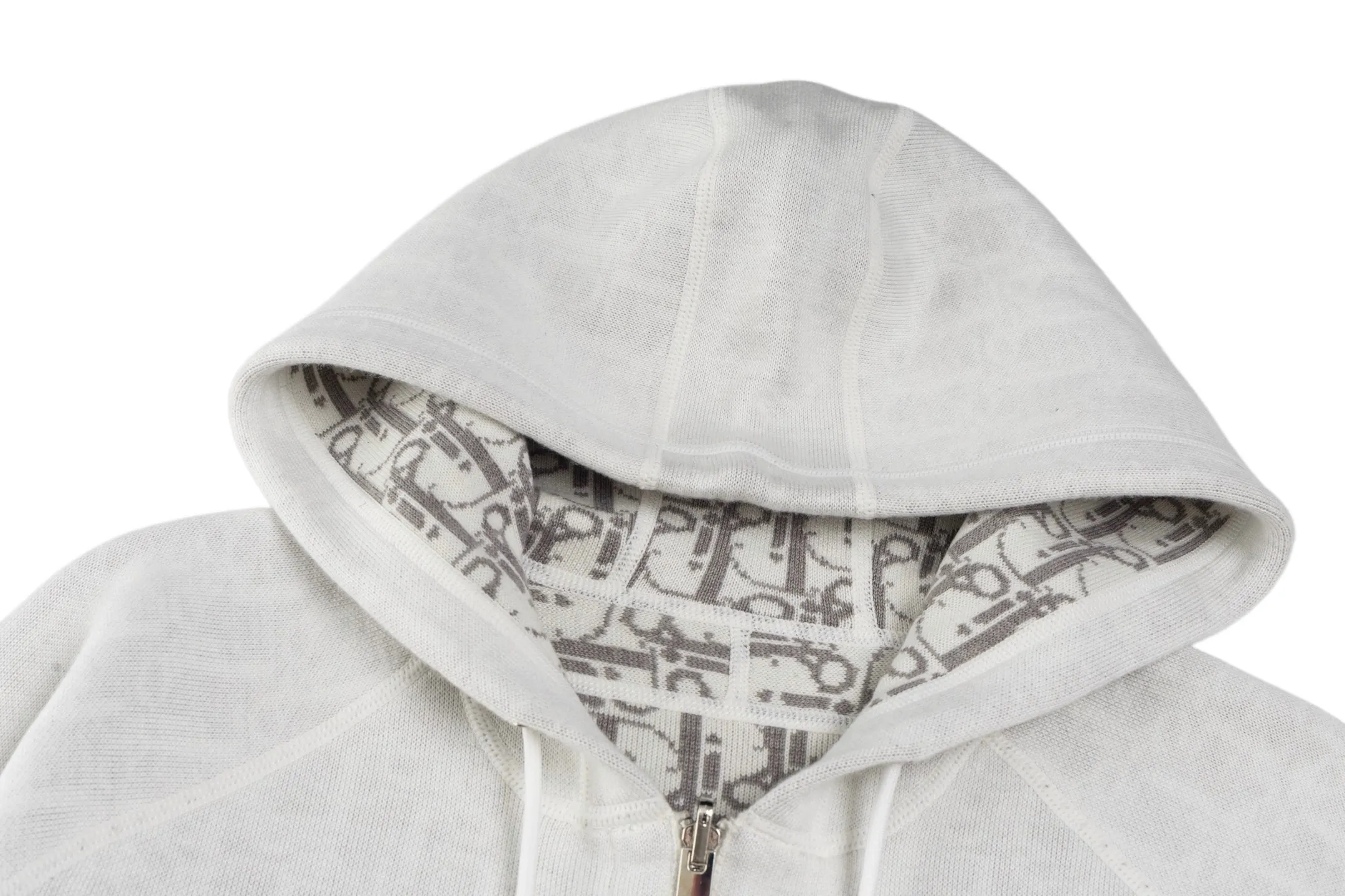Reversible Oblique Jacquard Cashmere-Blend Hoodie D37021211 — view 3