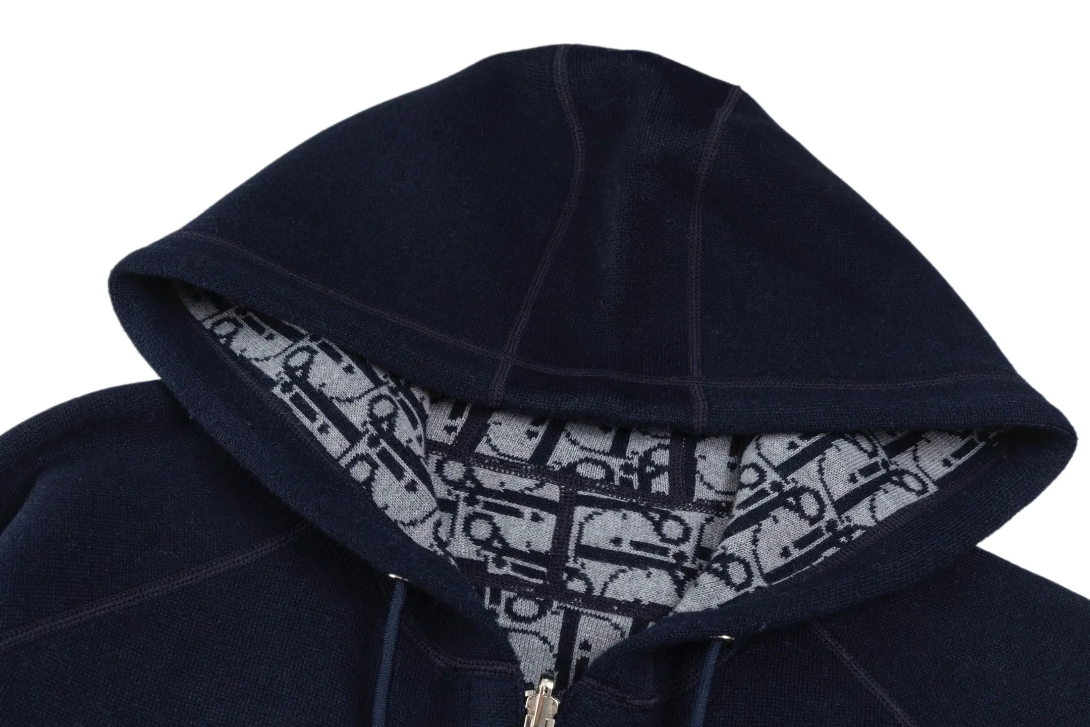 Reversible Oblique Cashmere-Blend Zip-Up Hoodie D37021212 — view 3