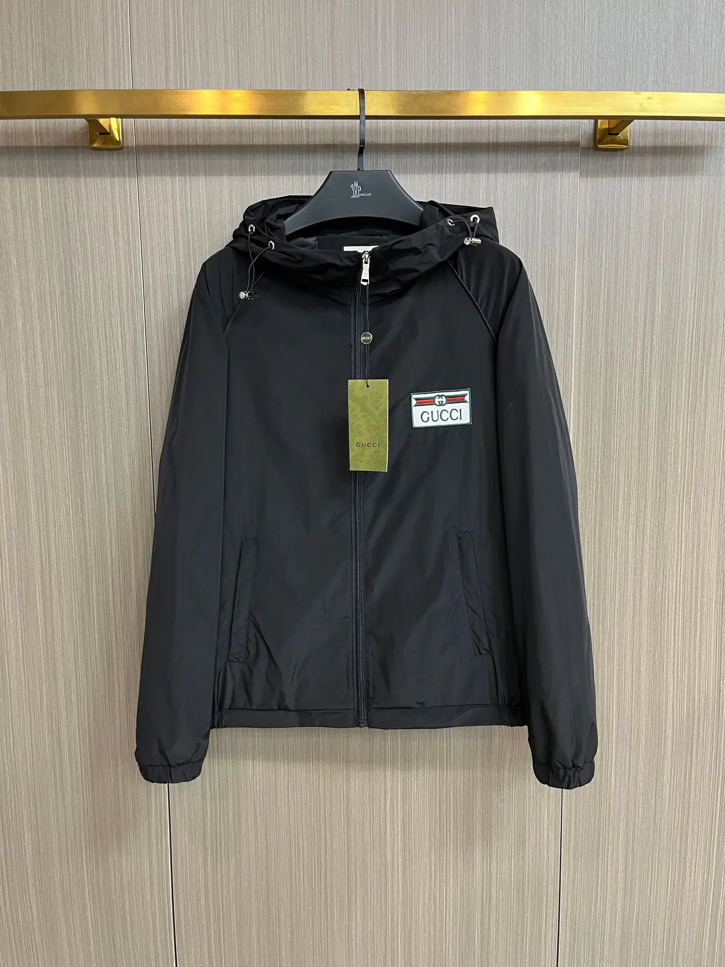 Logo-Patch Hooded Windbreaker Jacket D38014366