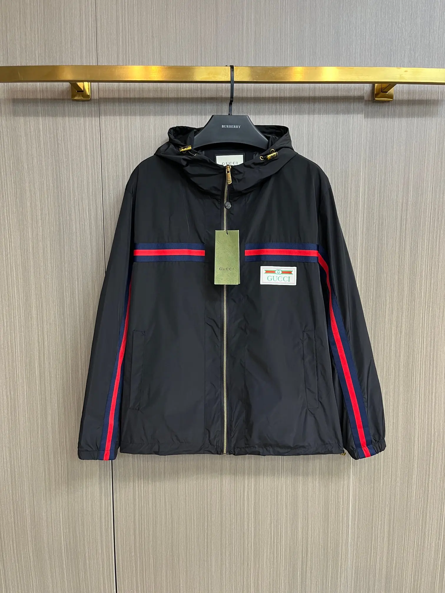 Web-Stripe Hooded Windbreaker Jacket D38014277