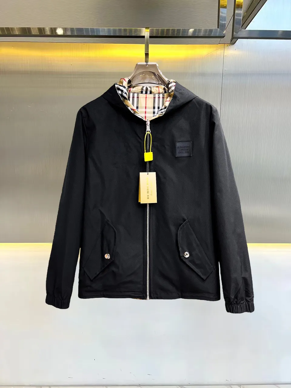 Check Print Hooded Windbreaker Jacket D38014717 — view 2