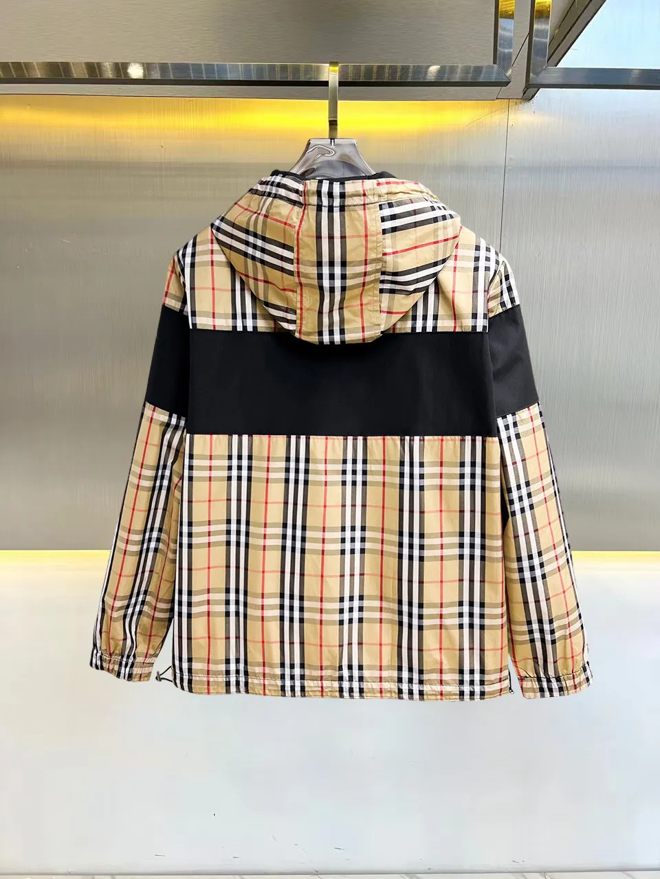 Check Print Hooded Windbreaker Jacket D38014717 — view 3