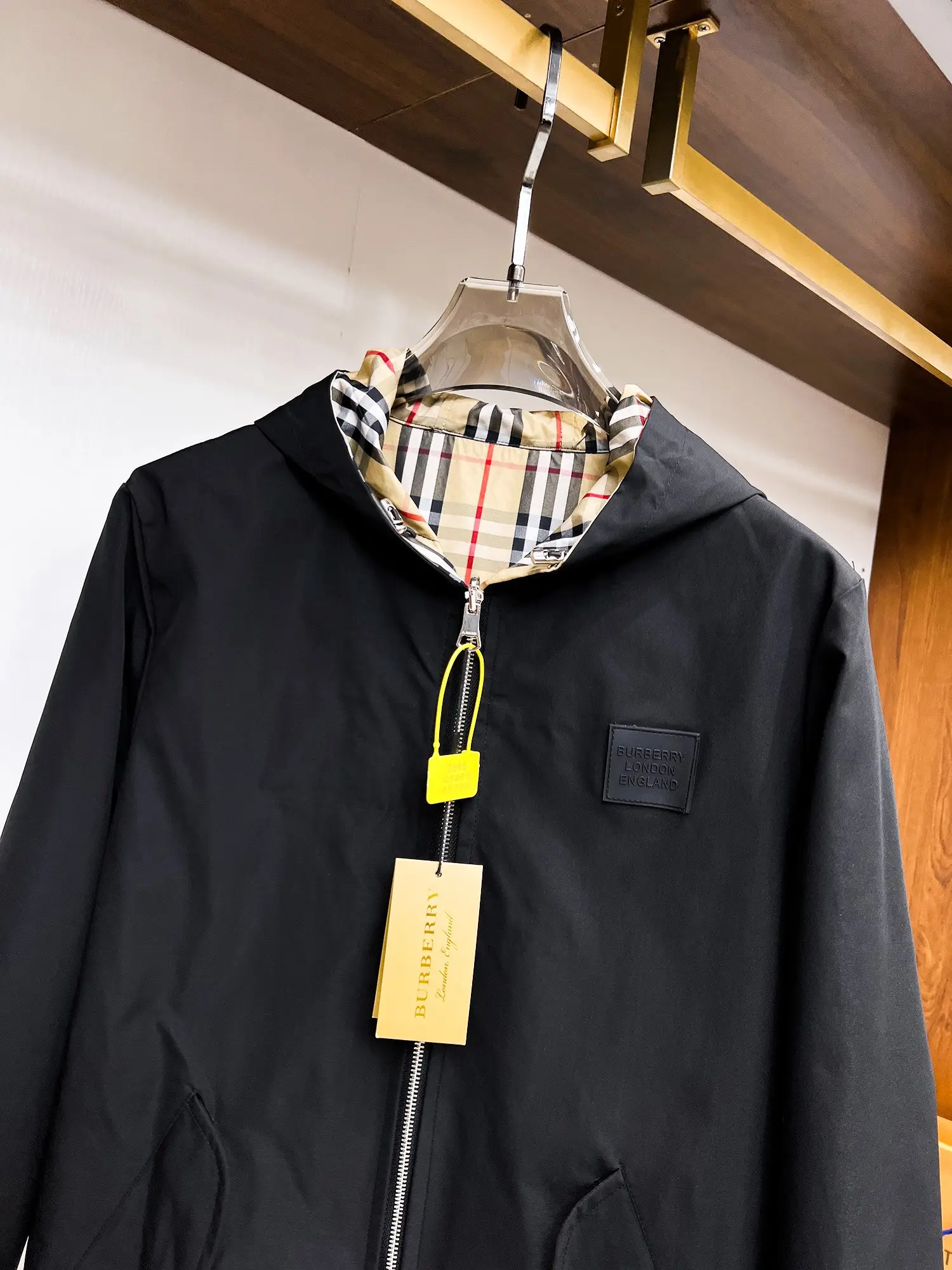 Check Print Hooded Windbreaker Jacket D38014717 — view 11