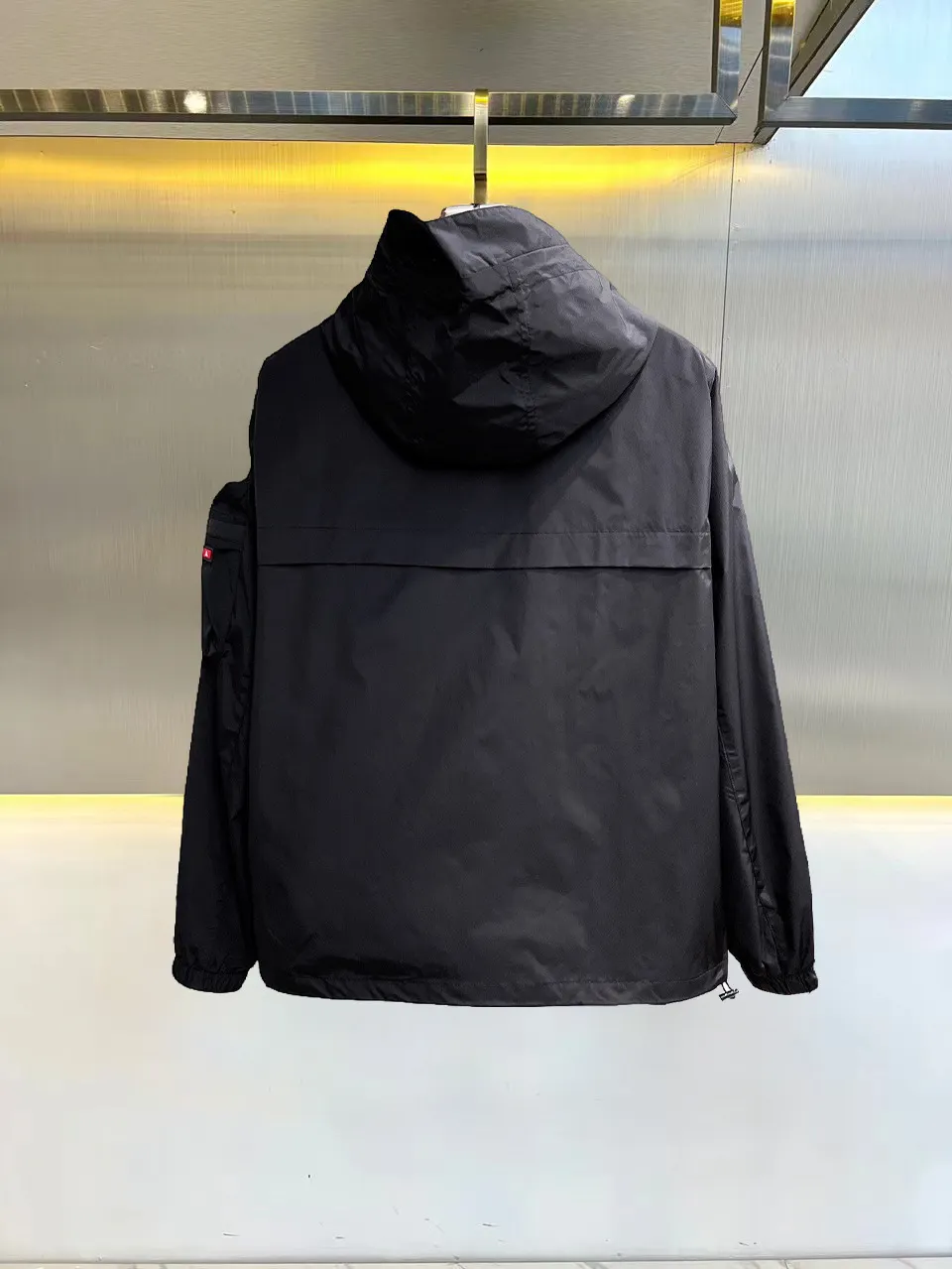 Hooded Nylon Zip-Up Jacket with Arm Pocket D38014701 — view 2