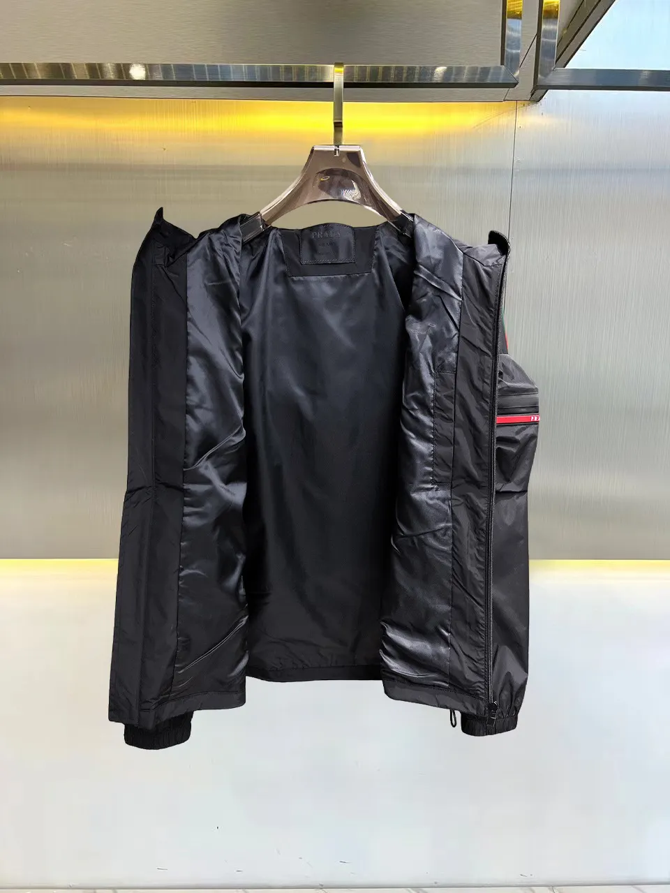 Hooded Nylon Zip-Up Jacket with Arm Pocket D38014701 — view 3