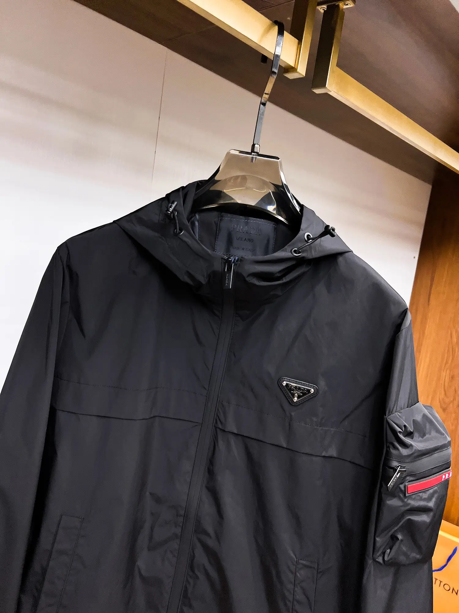Hooded Nylon Zip-Up Jacket with Arm Pocket D38014701 — view 4