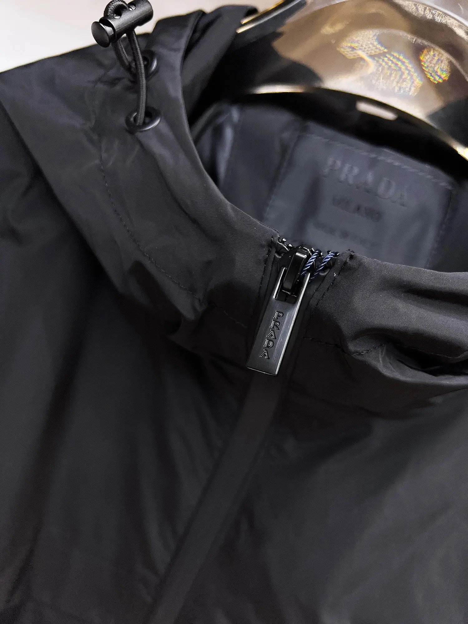 Hooded Nylon Zip-Up Jacket with Arm Pocket D38014701 — view 7