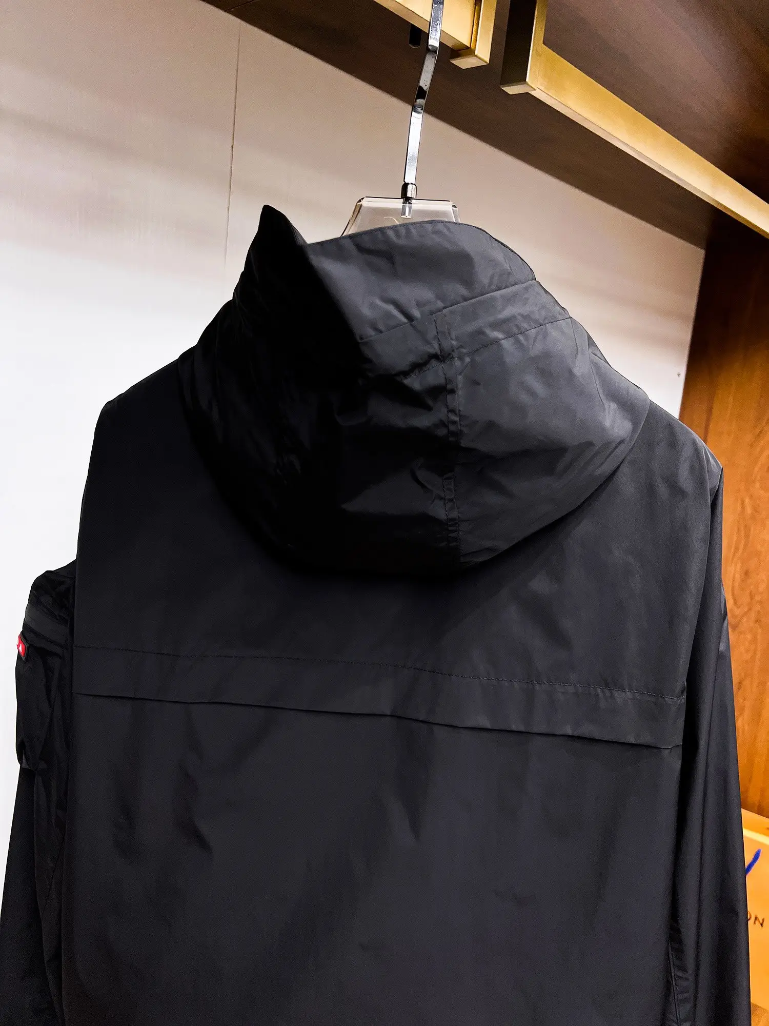 Hooded Nylon Zip-Up Jacket with Arm Pocket D38014701 — view 13