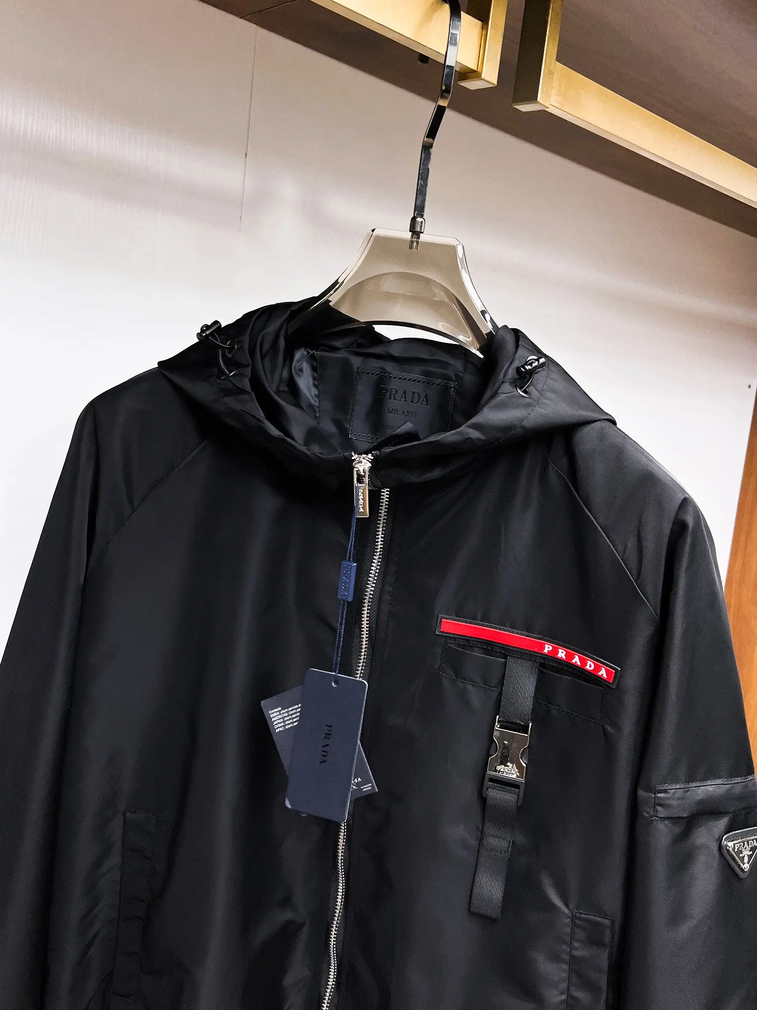 Hooded Nylon Gabardine Jacket D38014711 — view 4