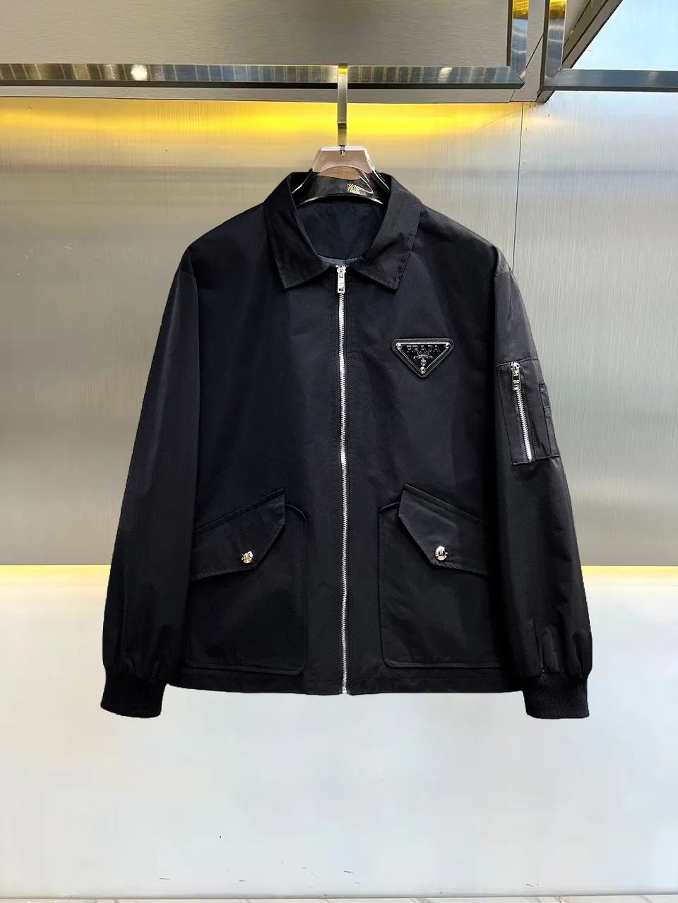 Logo-Appliqué Zip-Up Harrington Jacket D38014732