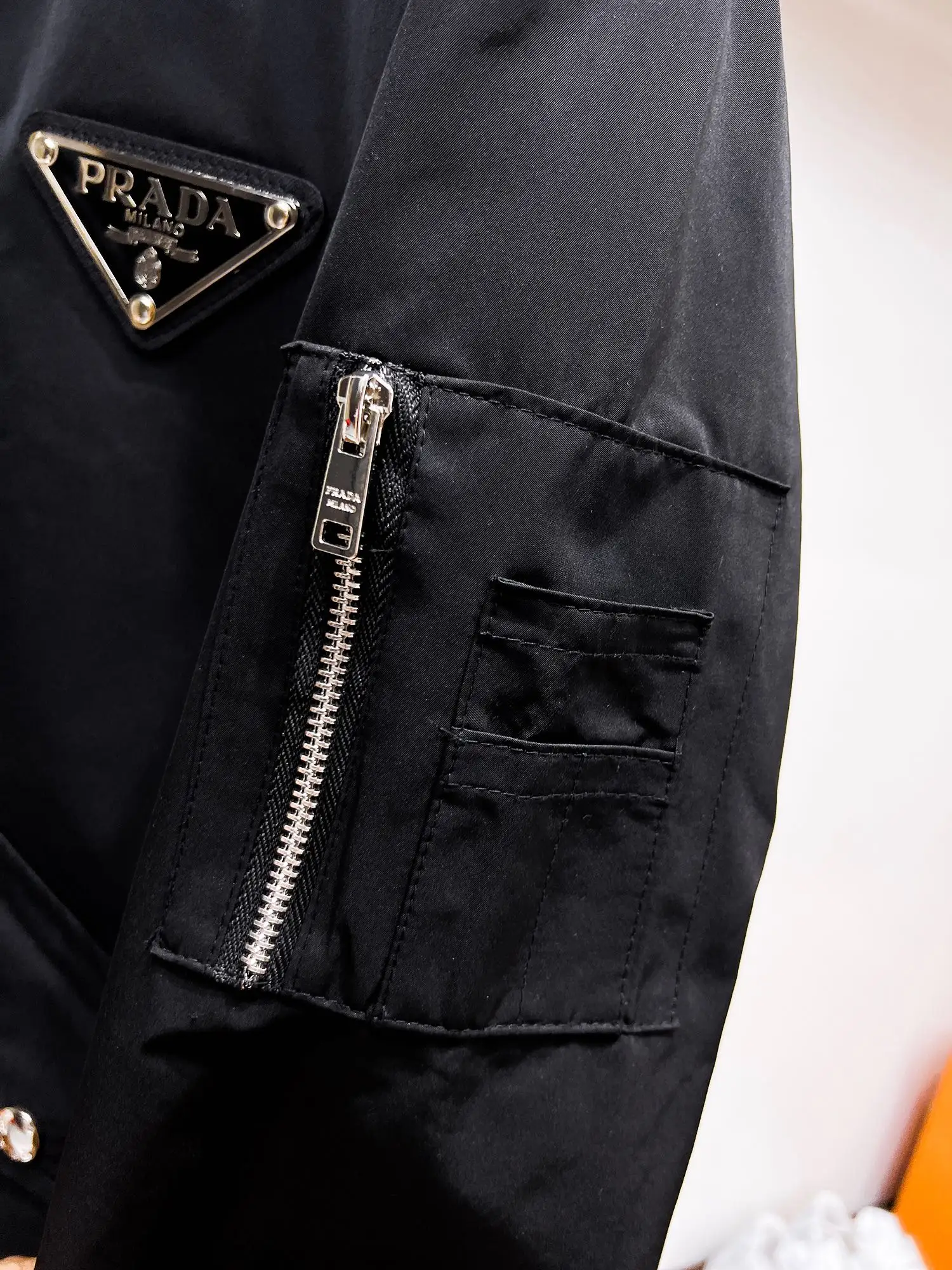 Logo-Appliqué Zip-Up Harrington Jacket D38014732 — view 5