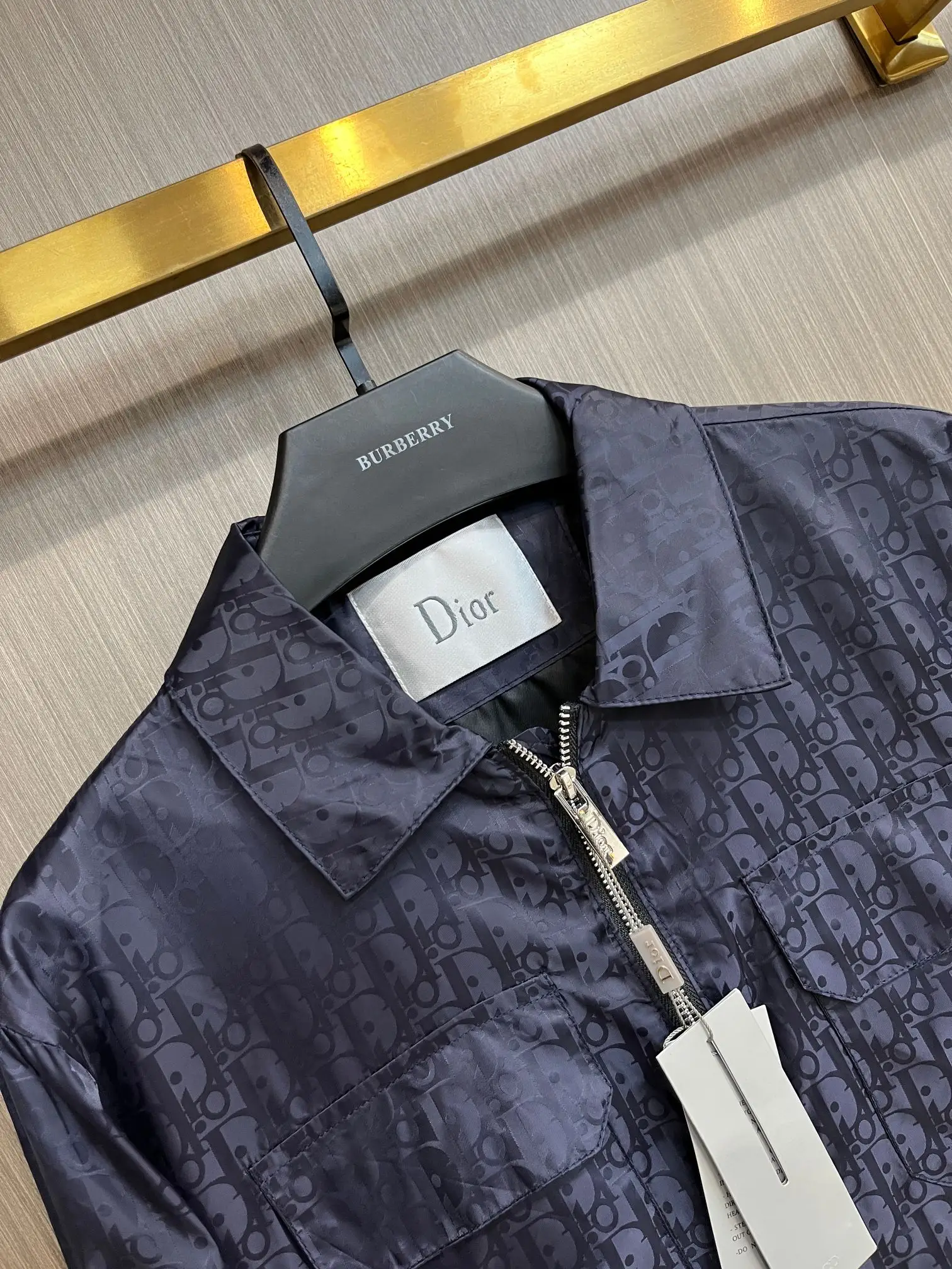 Oblique Jacquard Zip-Up Jacket with Packable Hood D38014393 — view 3