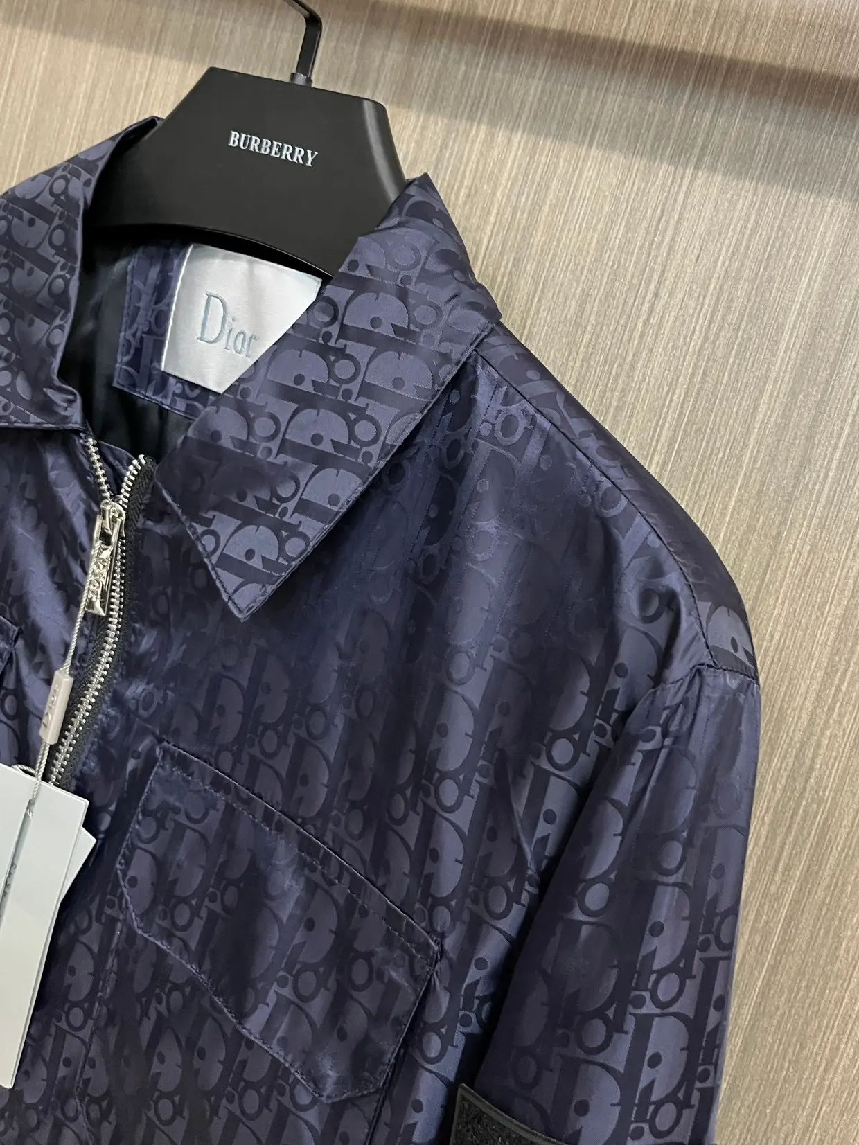 Oblique Jacquard Zip-Up Jacket with Packable Hood D38014393 — view 4