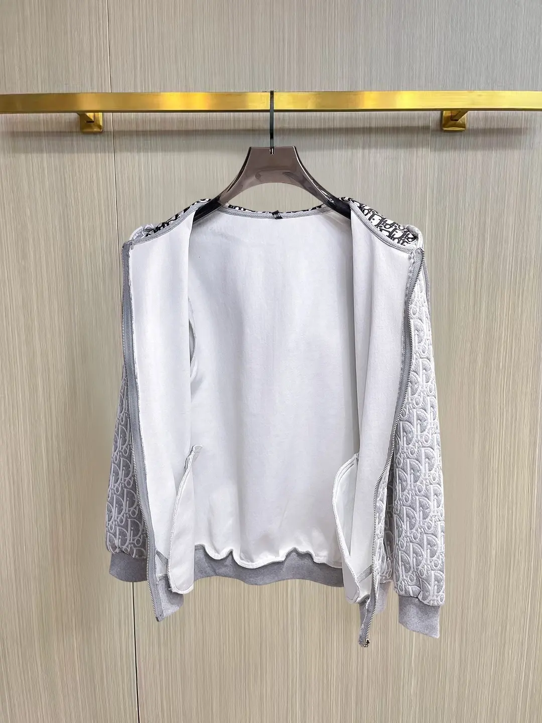 Oblique Jacquard Zip-Up Hoodie D38014343 — view 3
