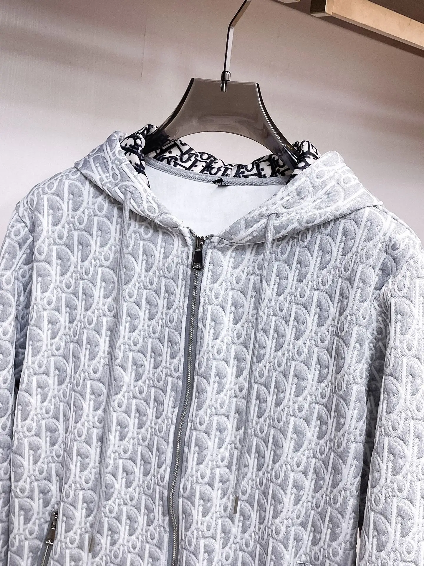 Oblique Jacquard Zip-Up Hoodie D38014343 — view 4