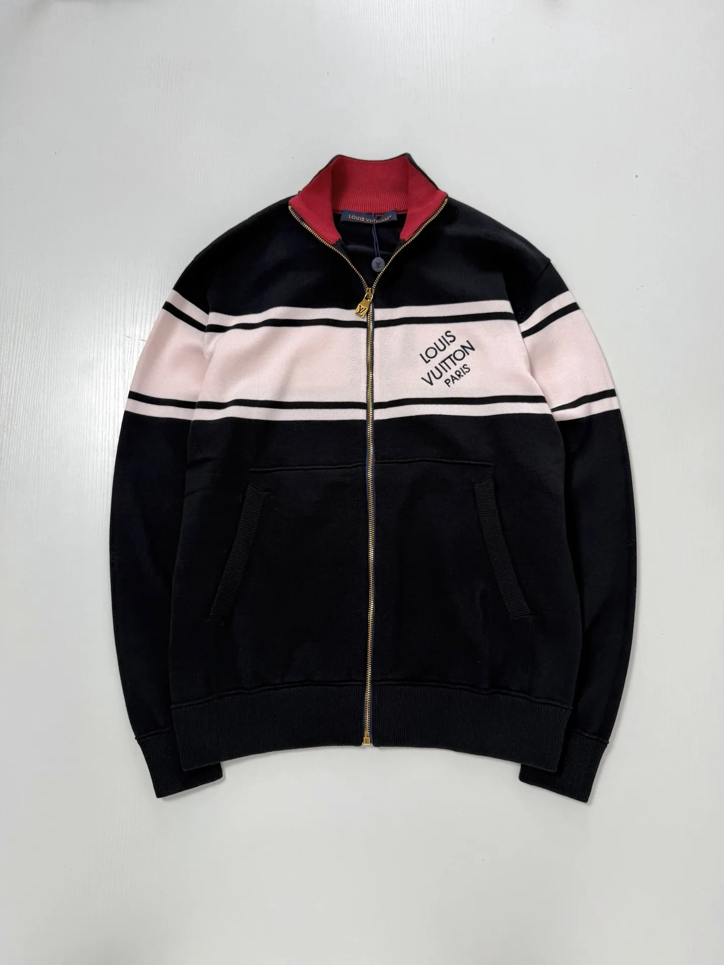 Striped Knit Zip-Up Track Jacket D38020737 — view 3
