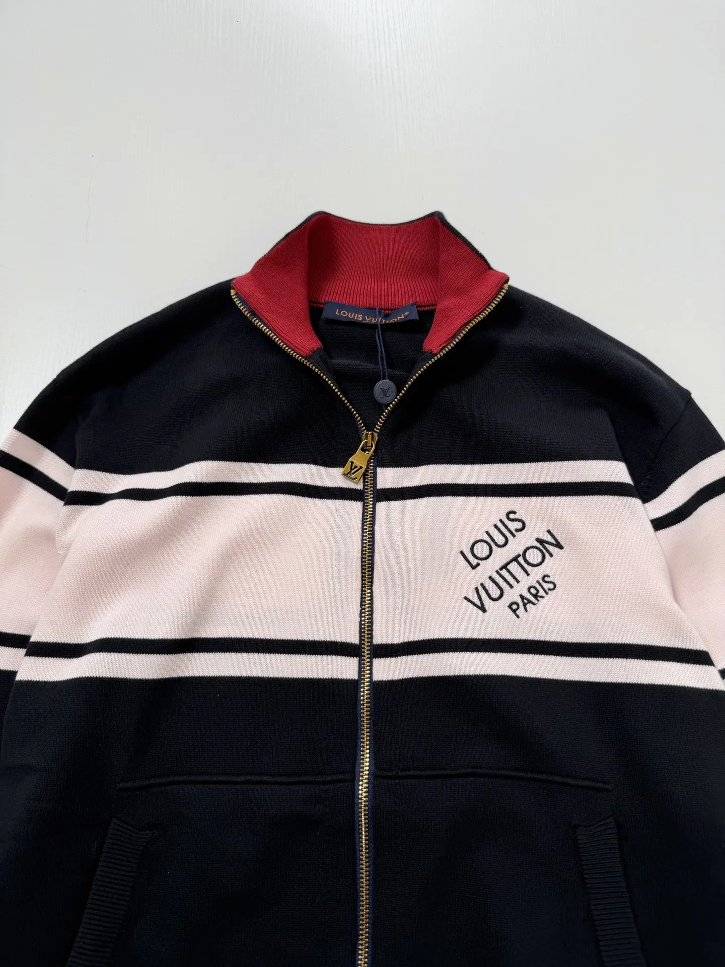 Striped Knit Zip-Up Track Jacket D38020737 — view 4