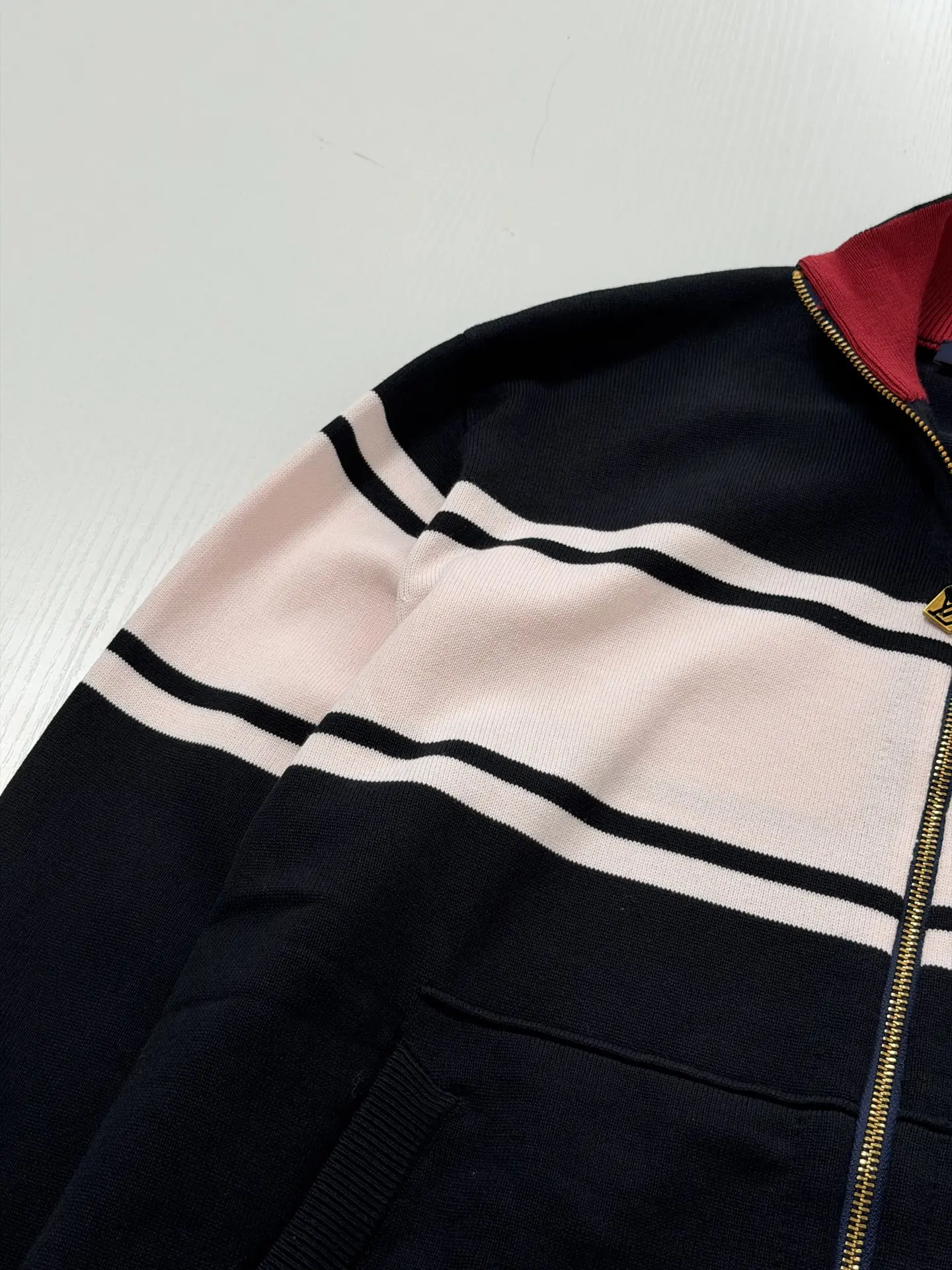 Striped Knit Zip-Up Track Jacket D38020737 — view 5