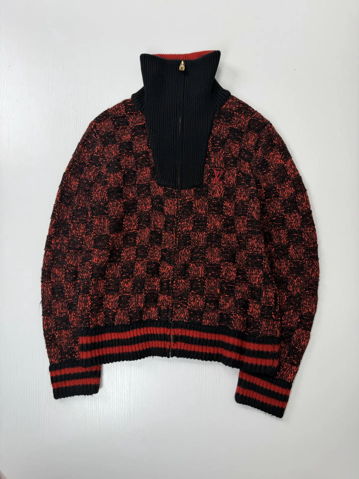 Damier Half-Zip Checkered Knit Sweater D38020672 — view 3