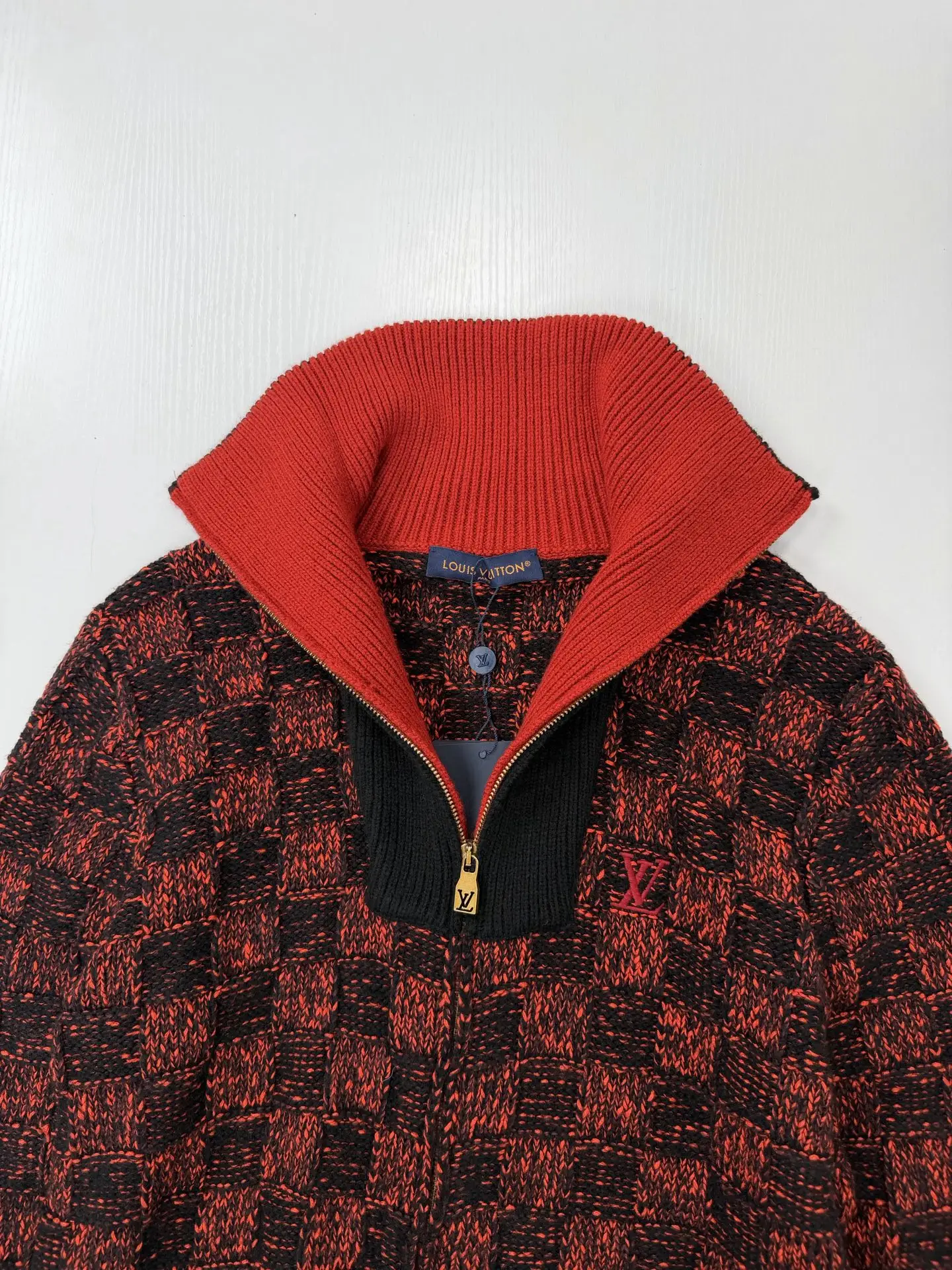 Damier Half-Zip Checkered Knit Sweater D38020672 — view 4