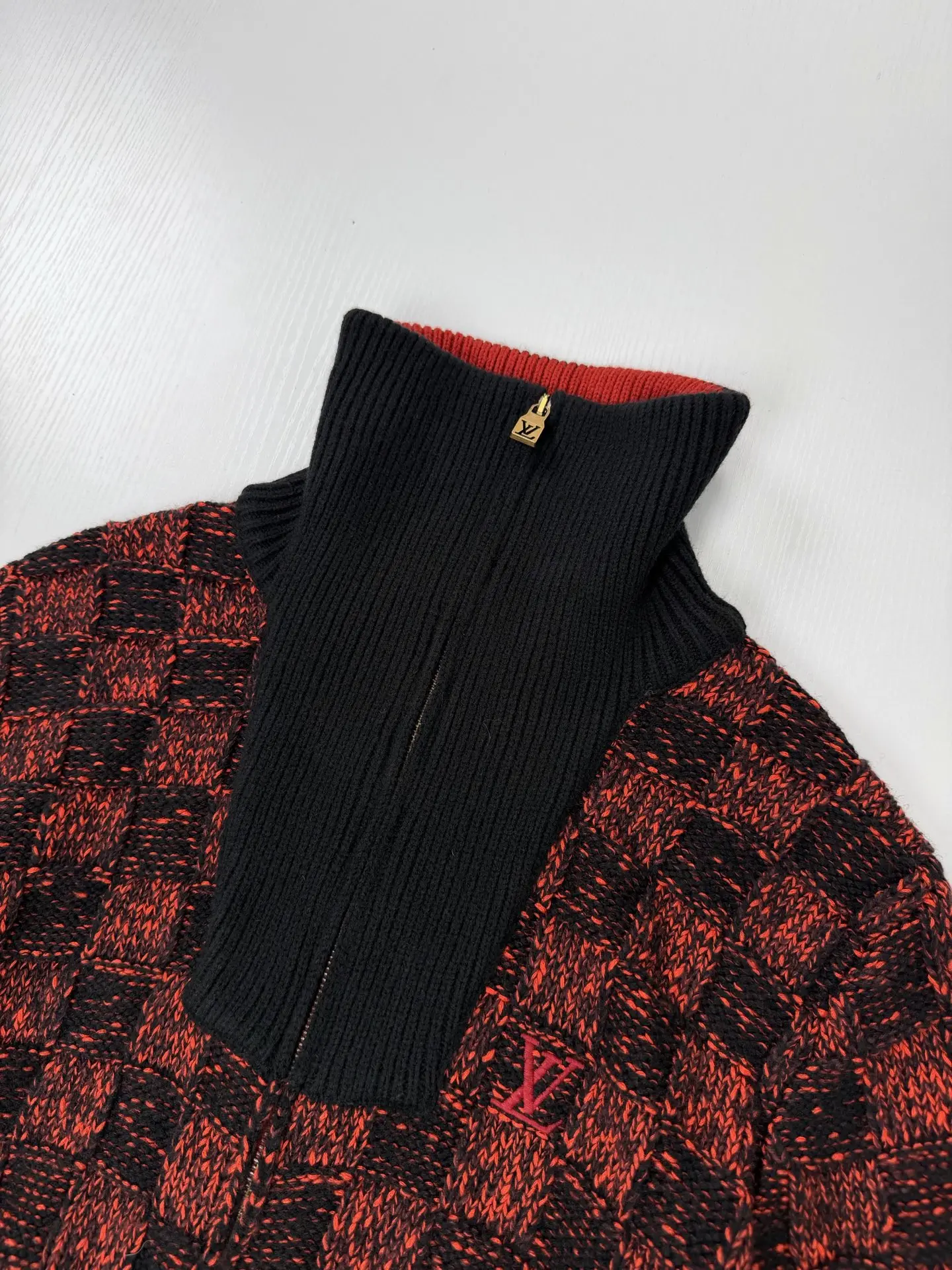 Damier Half-Zip Checkered Knit Sweater D38020672 — view 5