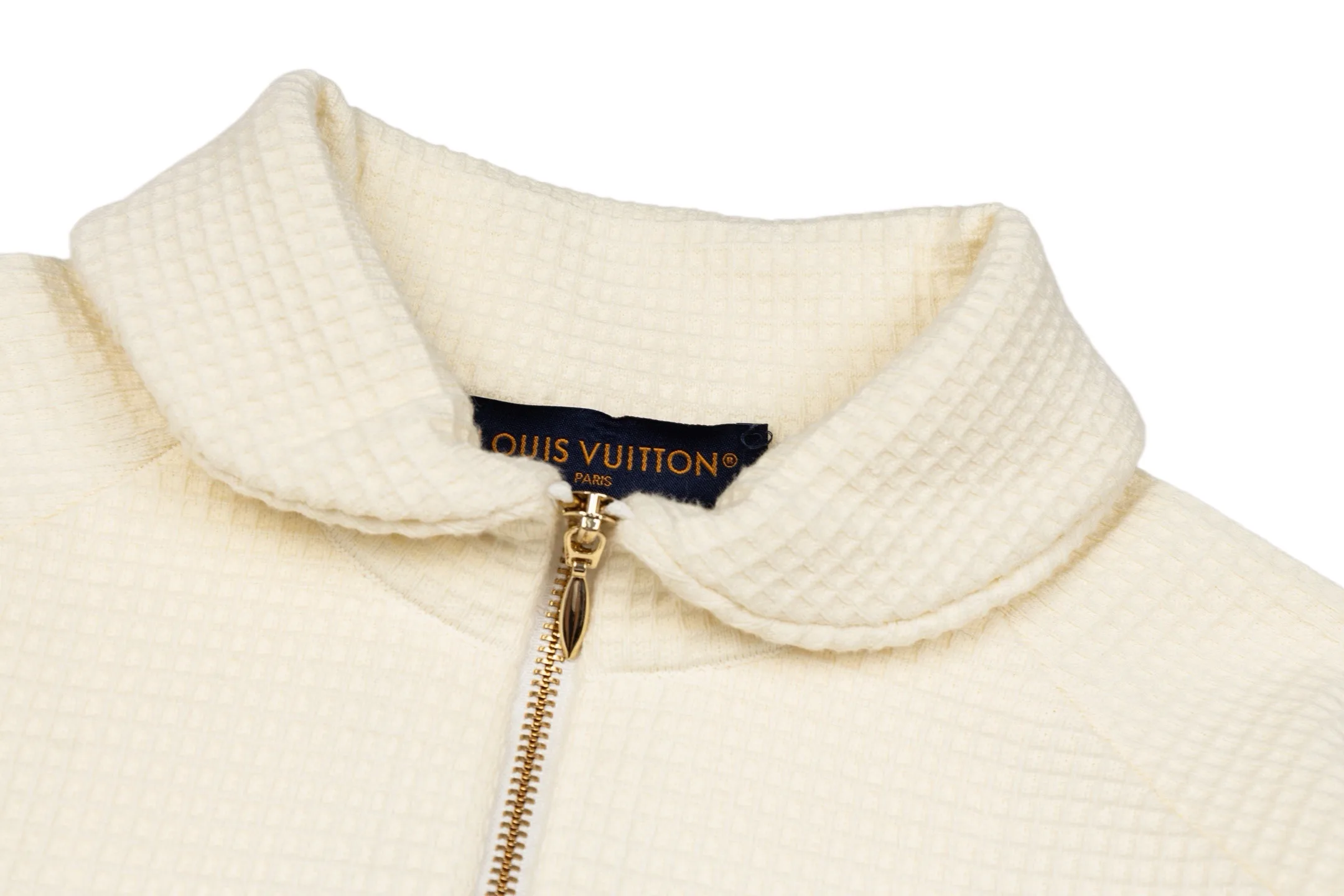 Waffle-Knit Zip-Up Jacket with Leather Logo Patch D38021166 — view 3