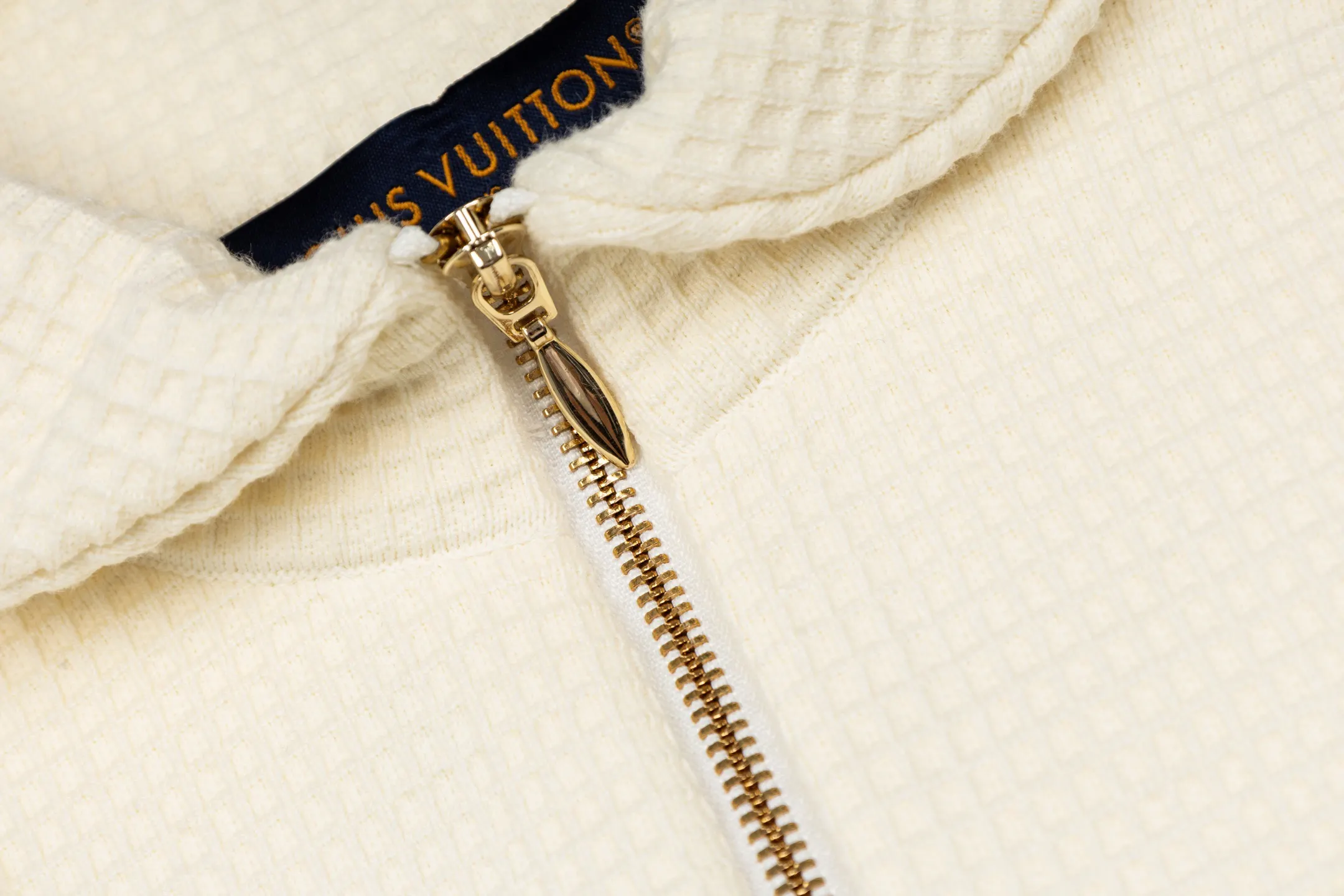 Waffle-Knit Zip-Up Jacket with Leather Logo Patch D38021166 — view 5