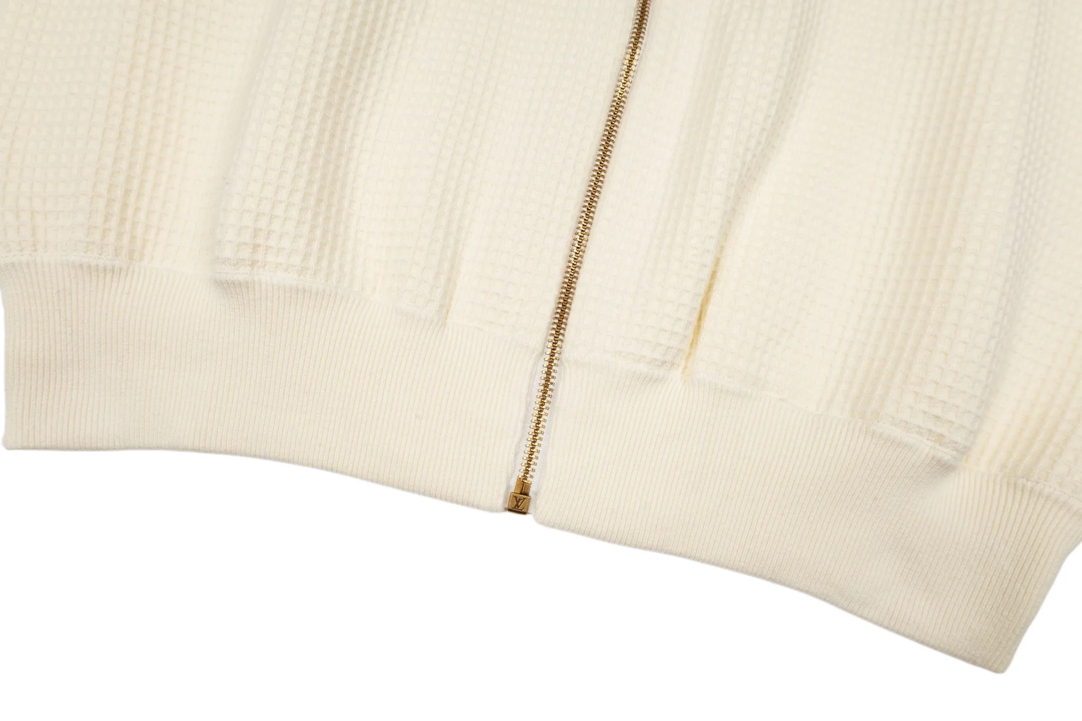 Waffle-Knit Zip-Up Jacket with Leather Logo Patch D38021166 — view 8