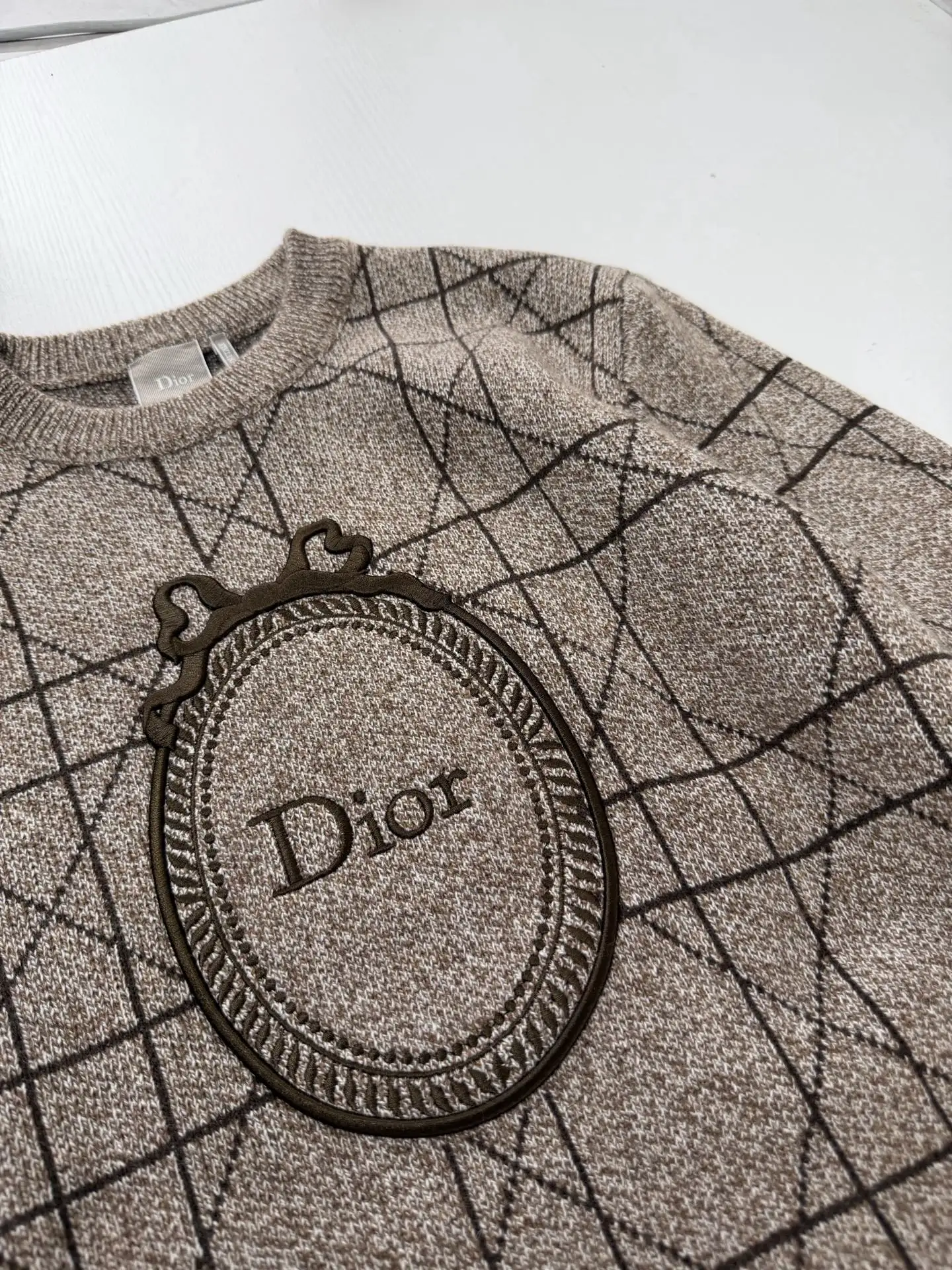 Cannage Jacquard Embroidered Crew-Neck Sweater D38020746 — view 4