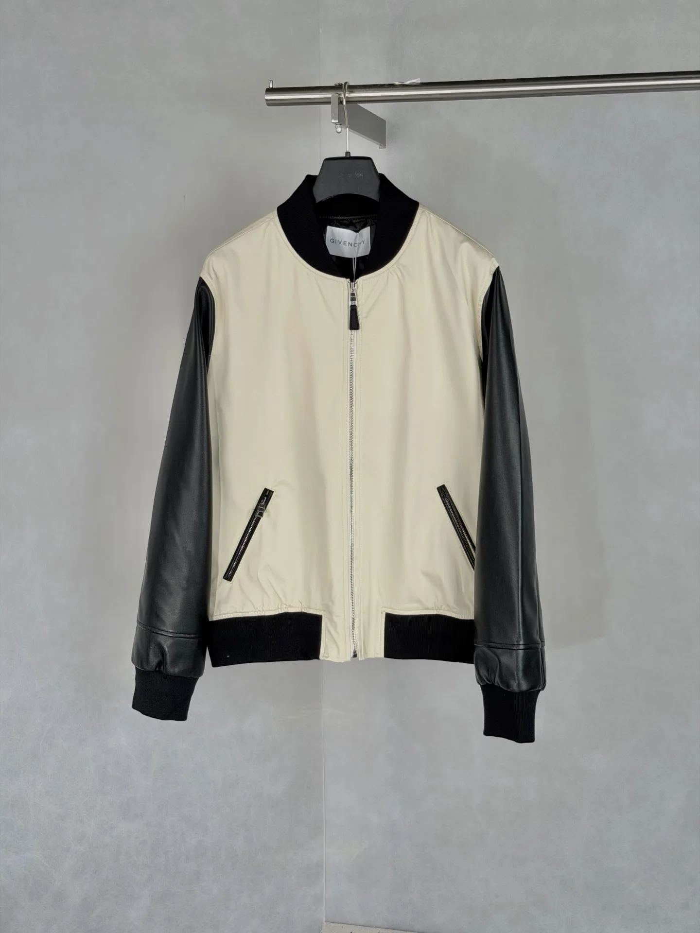 Leather-Trimmed Embroidered Bomber Jacket D38020670