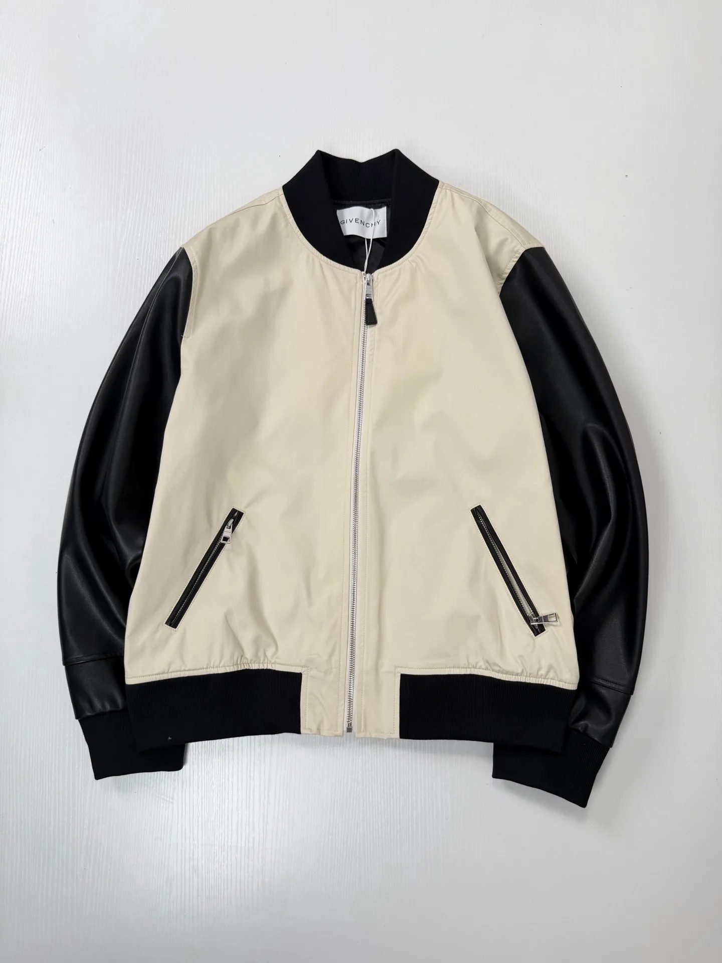 Leather-Trimmed Embroidered Bomber Jacket D38020670 — view 3