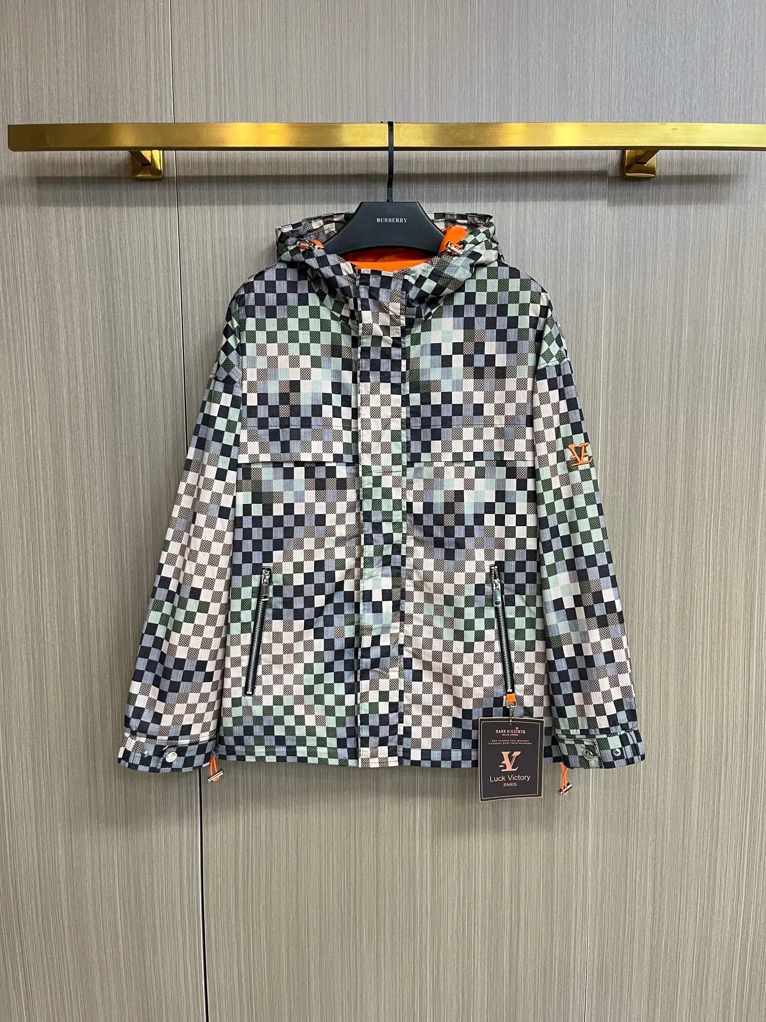 Damier Print Hooded Windbreaker Jacket D38014298
