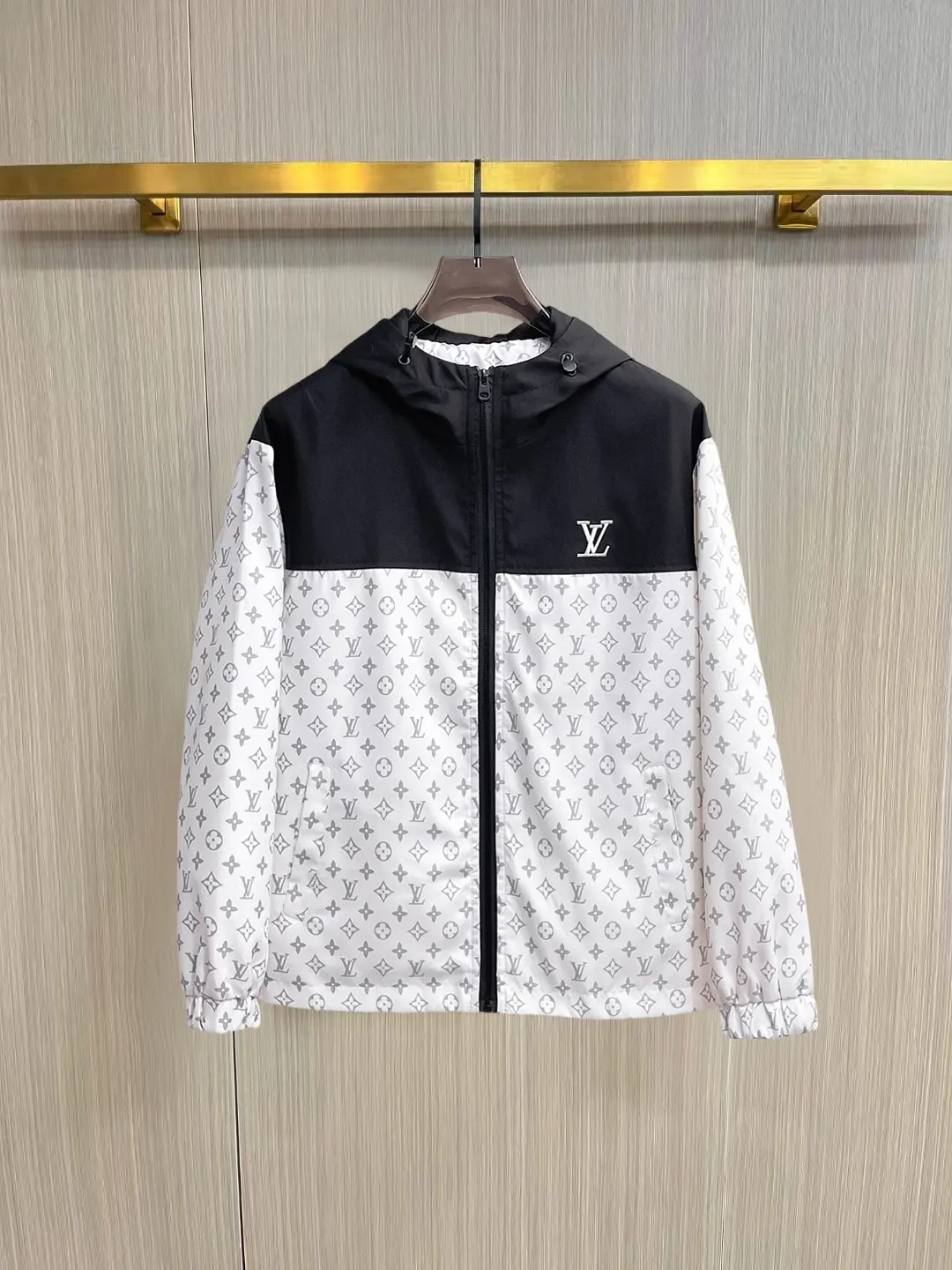 Monogram Color-Block Hooded Windbreaker Jacket D38014350