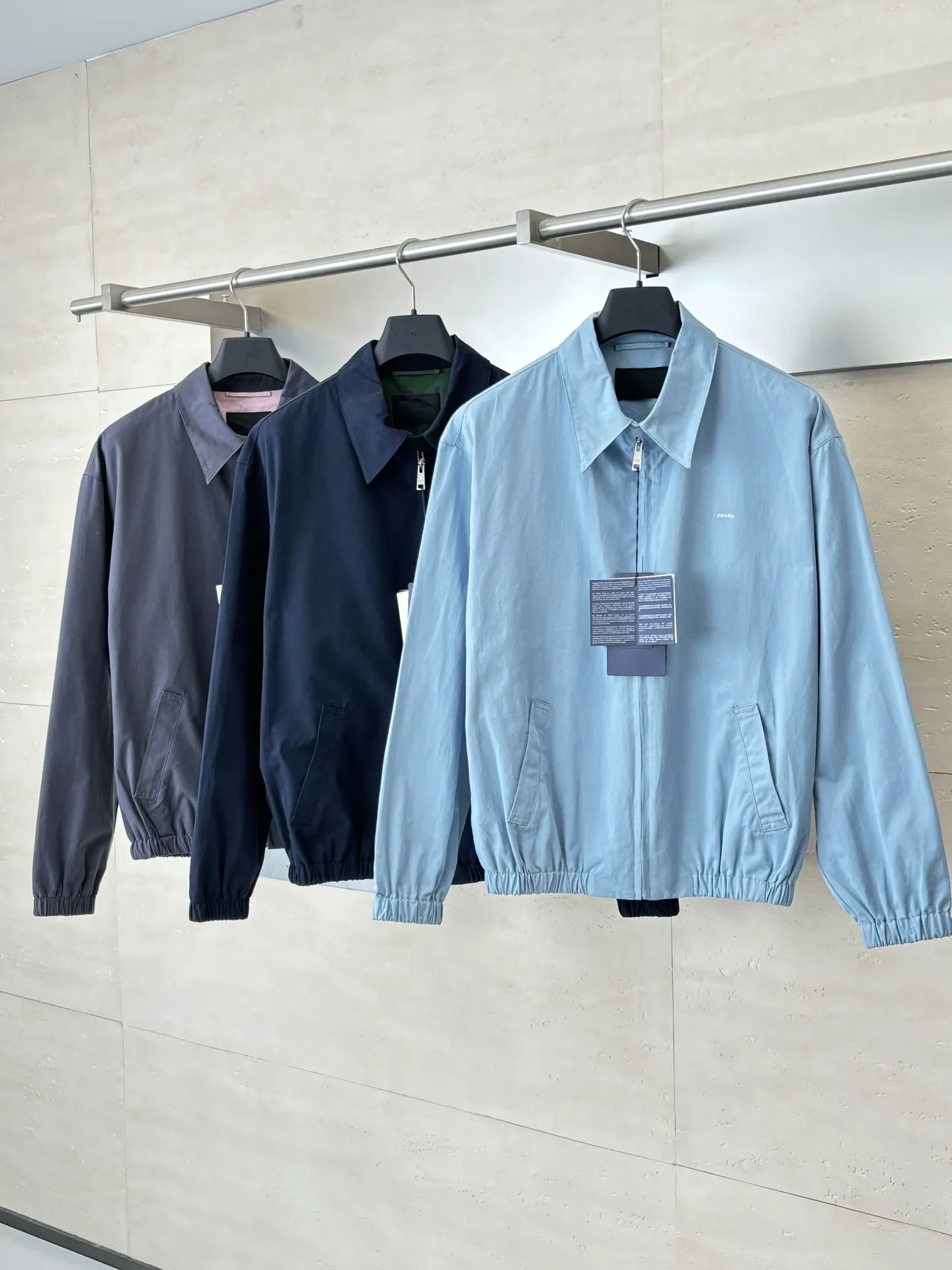 Logo-Embroidered Cotton Canvas Harrington Jacket D38520711 — view 3