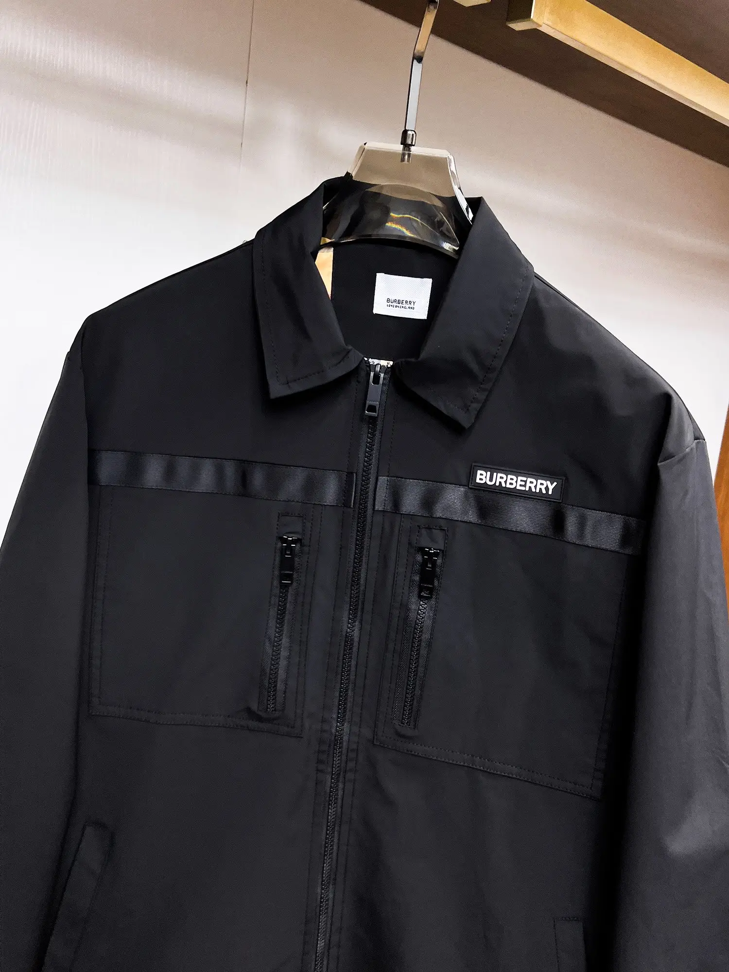 Logo-Appliqué Zip-Up Harrington Jacket D39014689 — view 4