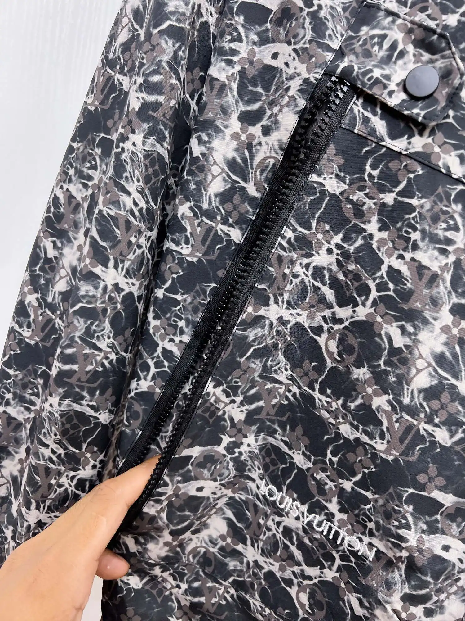 Monogram Marble Print Hooded Jacket D39014684 — view 12